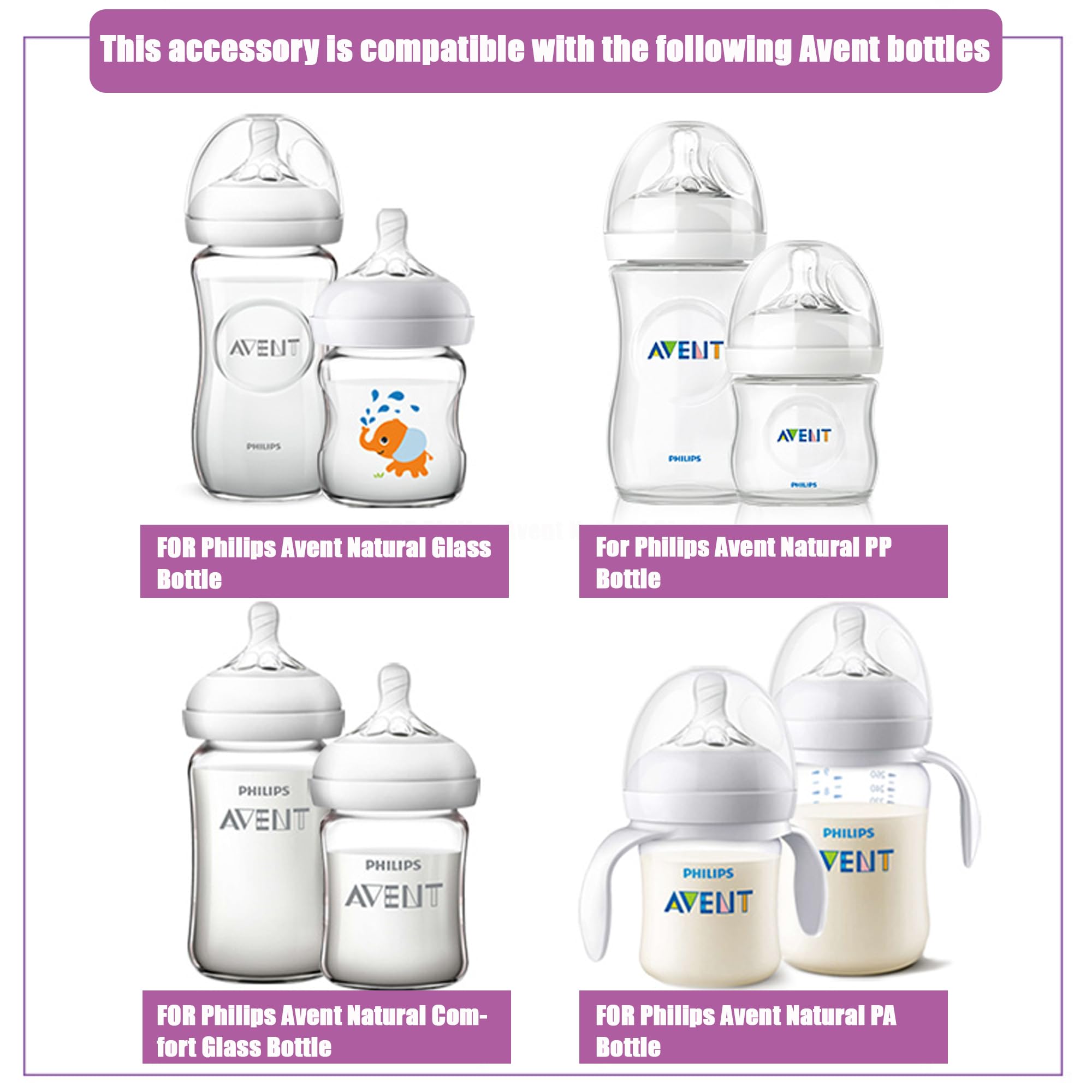 MAEXUS 8 chiusure per bottiglie Philips Avent, chiusura sigillata, compatibile con bottiglie larghe Philips Avent, facile da trasportare (bianco)