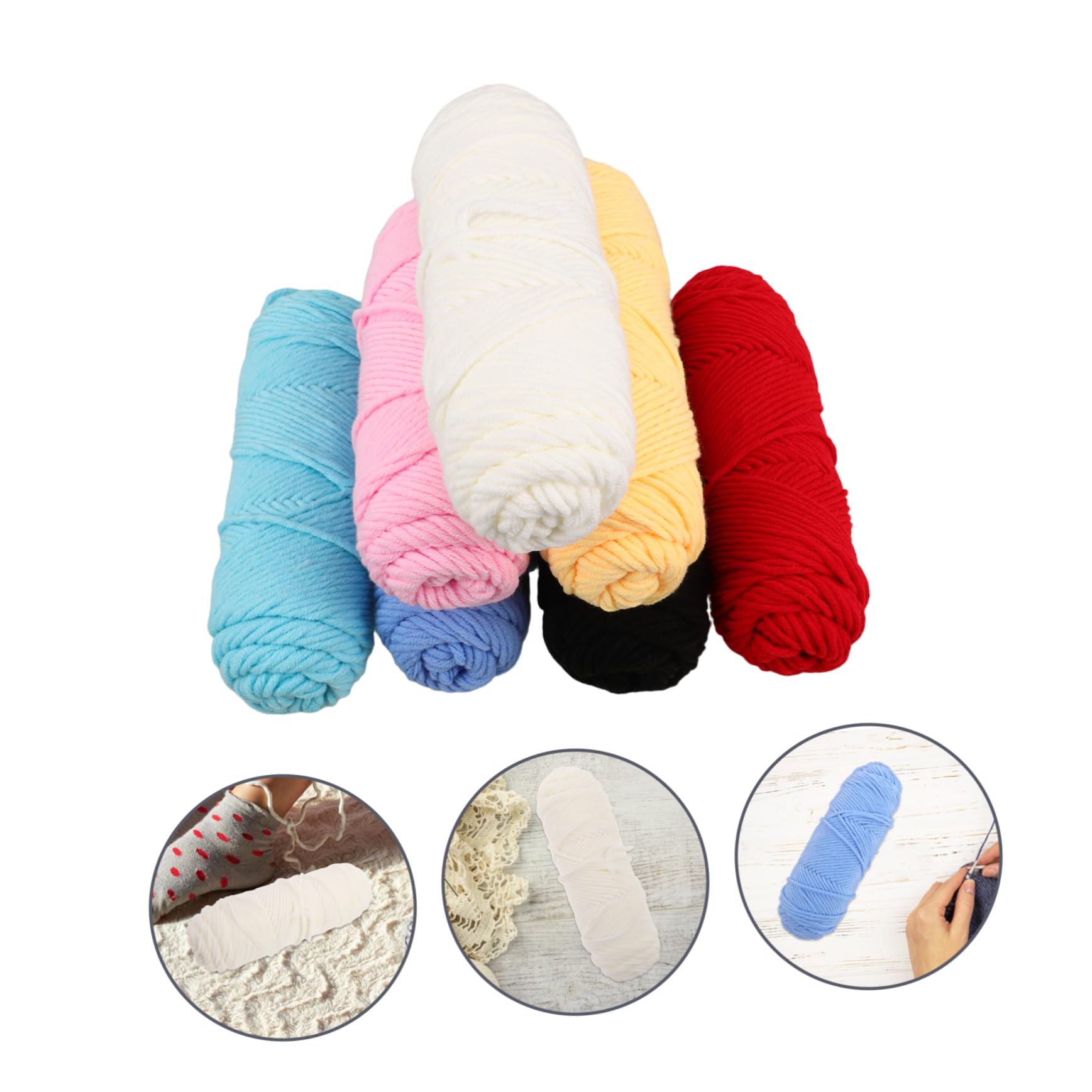 Uonlytech 7rollen Häkelnadeln Aus Milchbaumwolle Weiches Garn Für Puppenzubehör Babydecken Mützen Pullovern Stricksocken DIY-Hobby-projekte Für Erwachsene Anfänger Und Experten