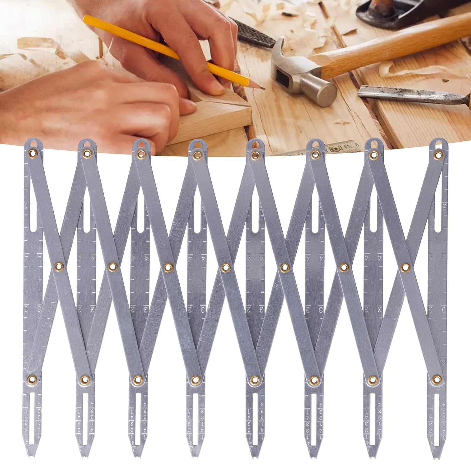 Expanding Sewing Gauge Tool, Aluminum Adjustable Equal Space Divider for Quilting Button Placement Pleats Crafting Precision Seam Guide Measuring Ruler