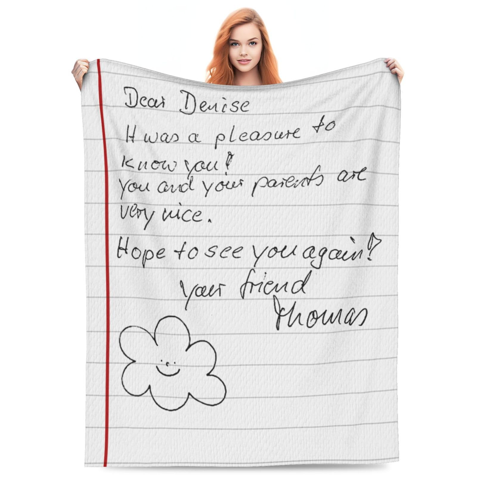 SweetJECCU Personalized Handwritten Letter Blanket Throw Custom Name Love Letter Throw Mom Blanket Fathers Day Mothers Day Birthdays Gift for Mom Dad