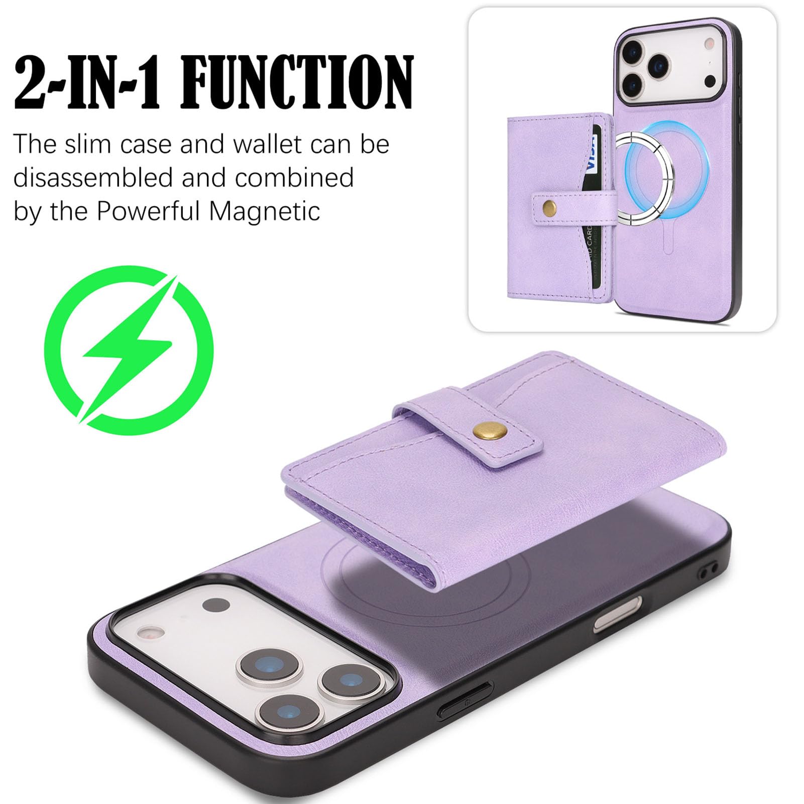 Skórzane etui do iPhone 18 Pro Max/18 Pro, portfel zdejmowany