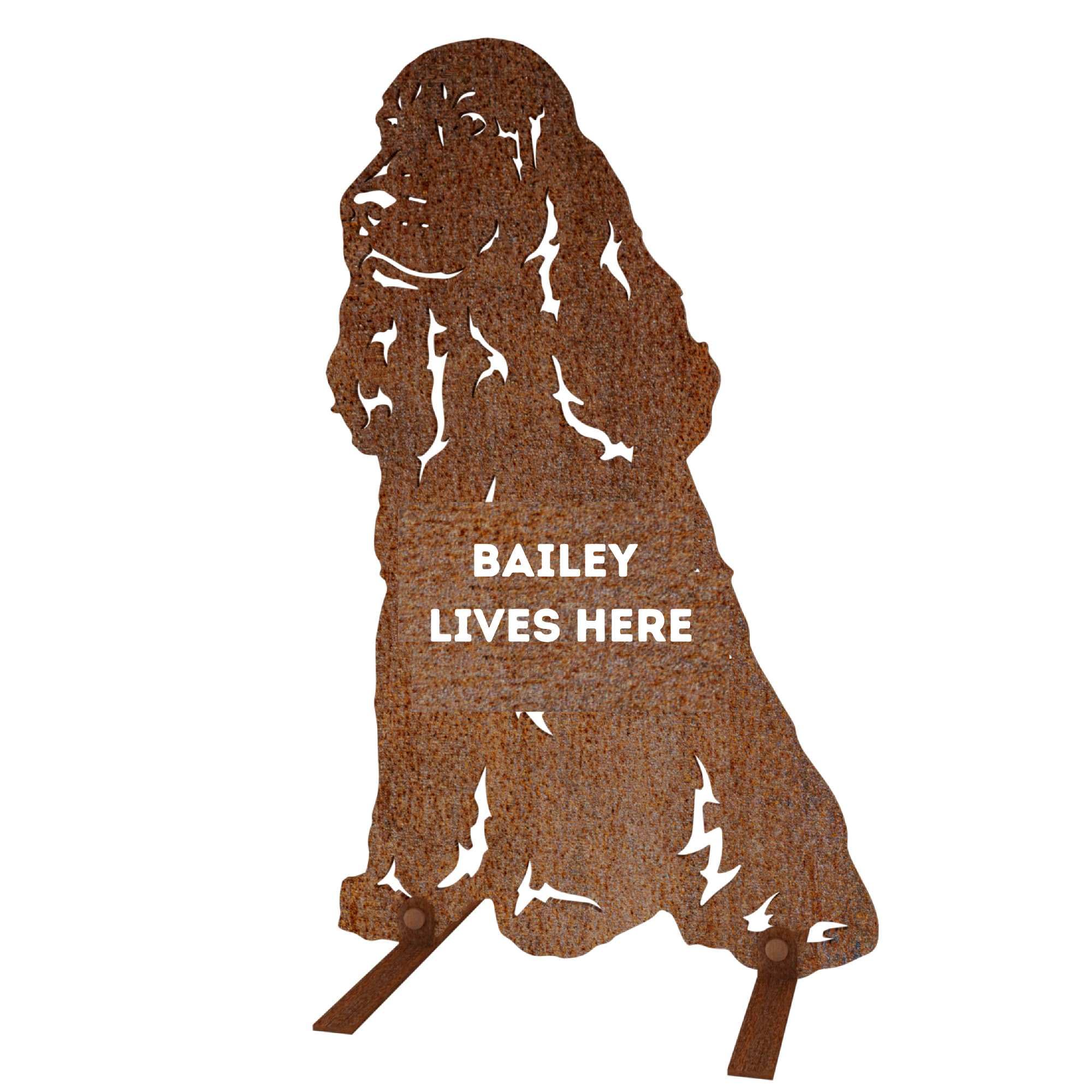 Cocker Spaniel Dog Garden Sculpture Outdoor Garden Ornament Dog Owner Lover Metal Statue Present Garden Decoration Dog Silhouette Working English Spaniel (Personalised Natural)