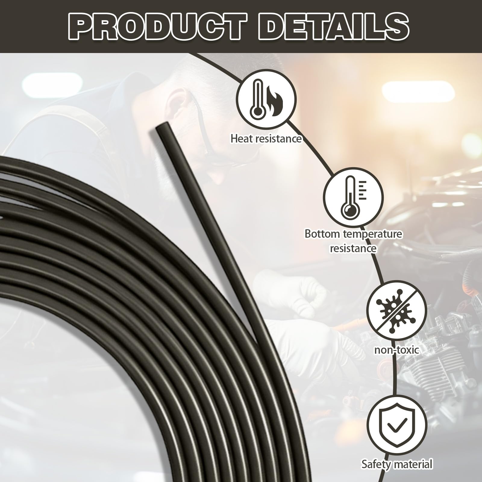 2 tubi del freno da 5 m, Ø 4,75 mm, in acciaio ramato, set con 10 viti e 5 connettori M10 × 1, conforme alla norma DIN 74234, adatto per bordi F, auto e moto