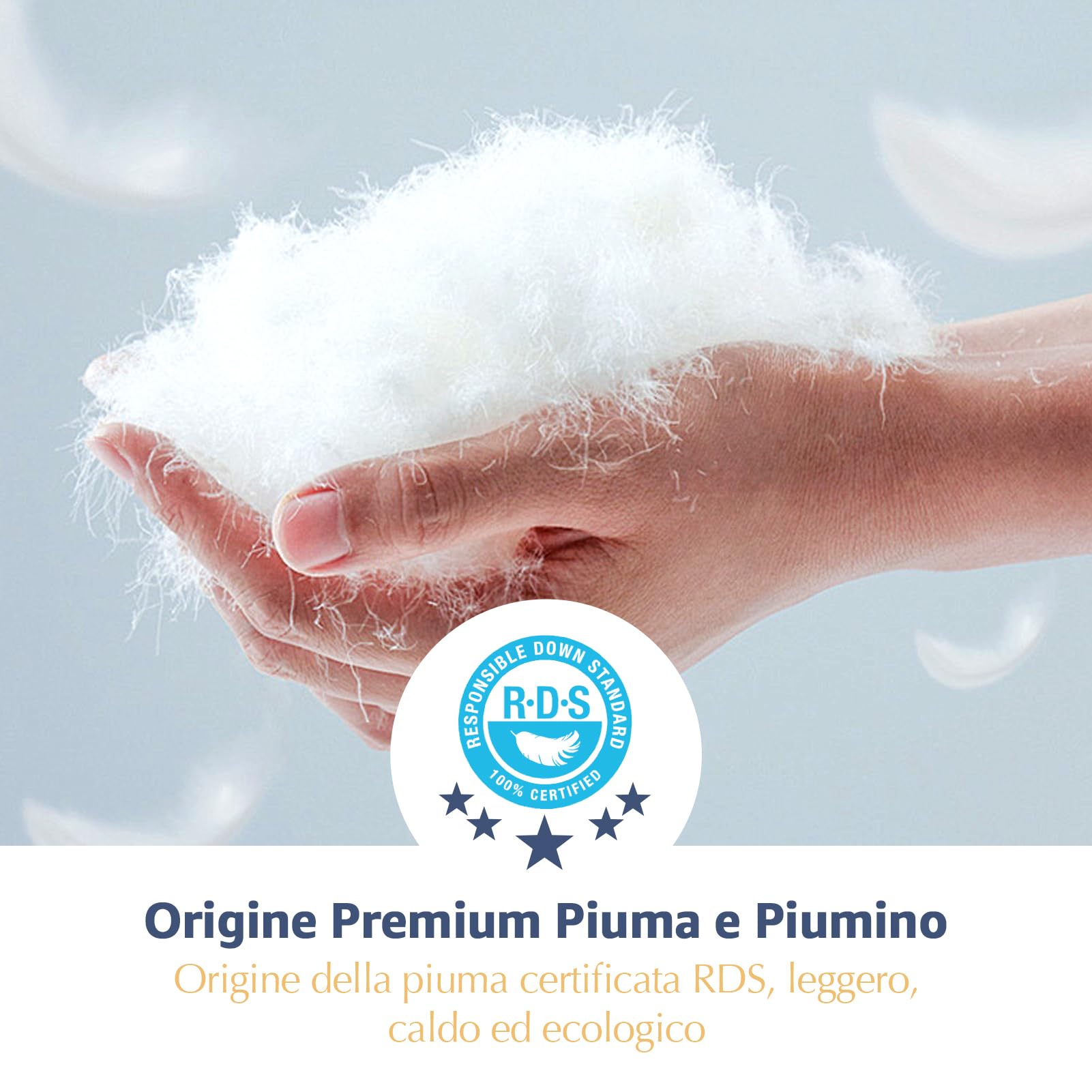 Oaken-Cat Piumino Caldo per tutto l'anno | Trapuntato e morbido in piuma e piumino | Traspirante | Oeko-Tex e RDS | Cotone | Bianco 240 × 260 cm