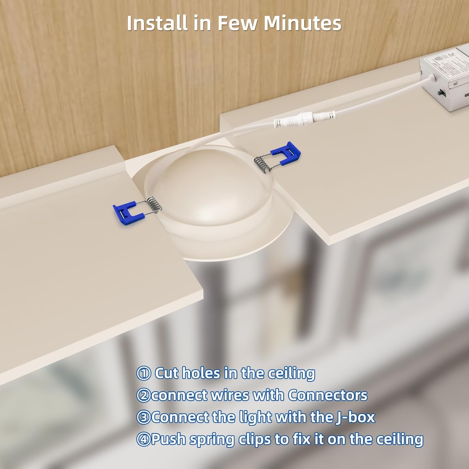 HONZIN 1 Pack 4 Inch Gimbal Recessed Lighting, 360° & 90° Adjustable Canless Downlight - 9W LED 750LM High Brightness, 5CCT 2700K-5000K Selectable, ETL/FCC & IC Rated, CRI90+ Dimmable
