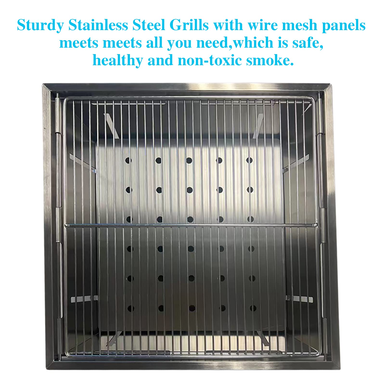 SEHOMY przenośny grill na węgiel drzewny na kemping, składany grill, ze stali nierdzewnej, wędzarnia, grill, piec piknikowy, do gotowania na zewnątrz, na kemping, wędrówki, piknik, ogród, podróż,