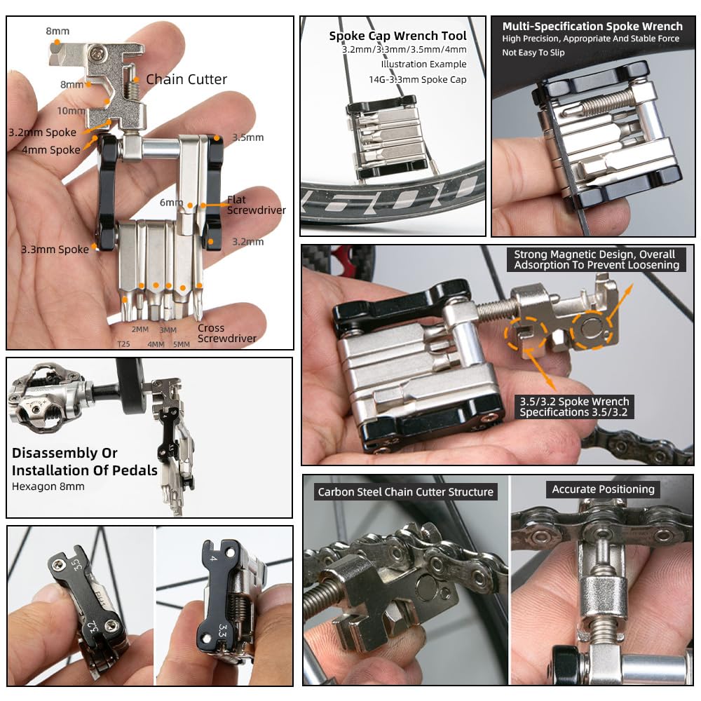 Accesorios para bicicletas, accesorios para bicicletas, kit de herramientas de reparación de bicicletas, herramientas multifunción portátiles para mantenimiento básico de (BT079X)