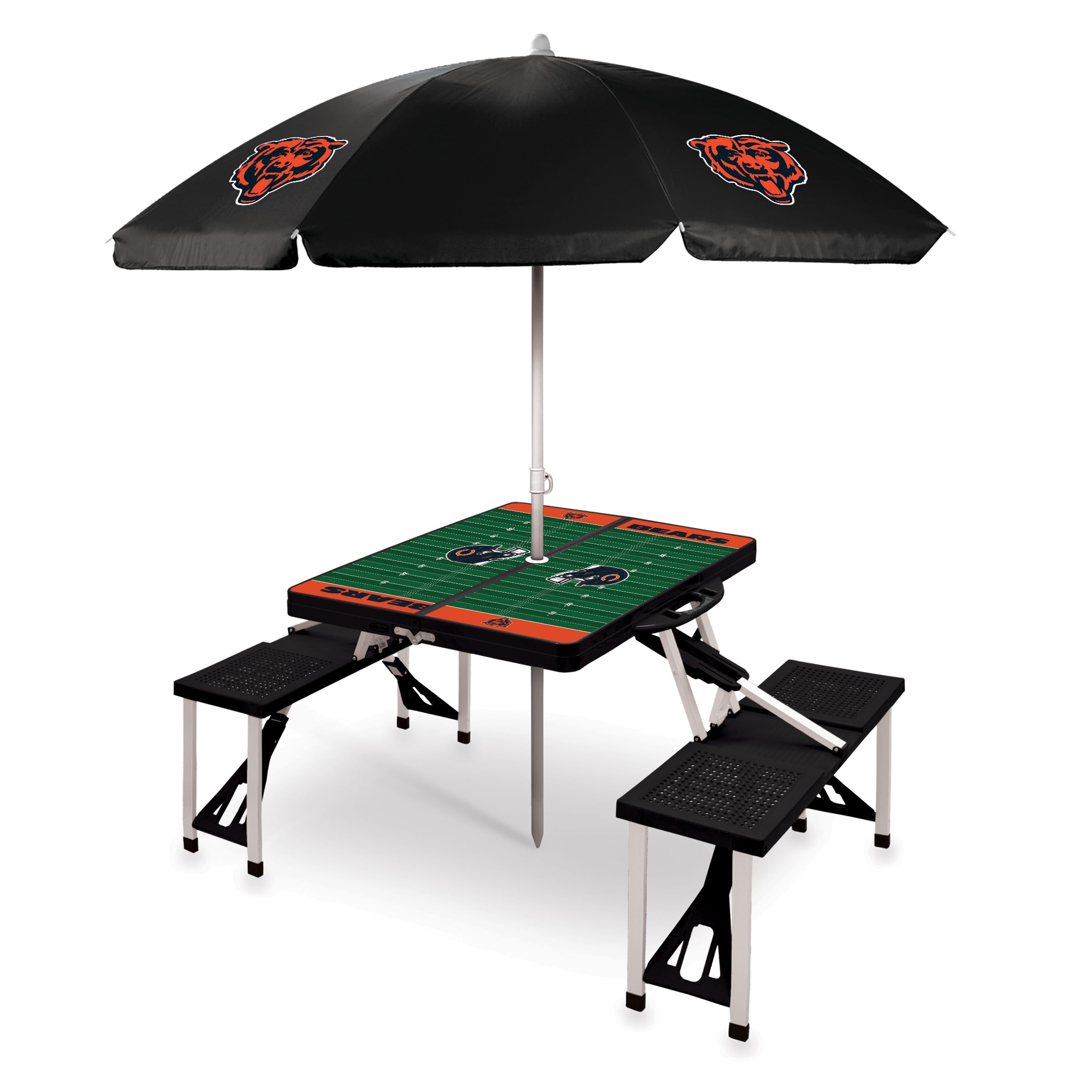 PICNIC TIME NFL Picnic Table Portable Folding Table with Seats and Umbrella