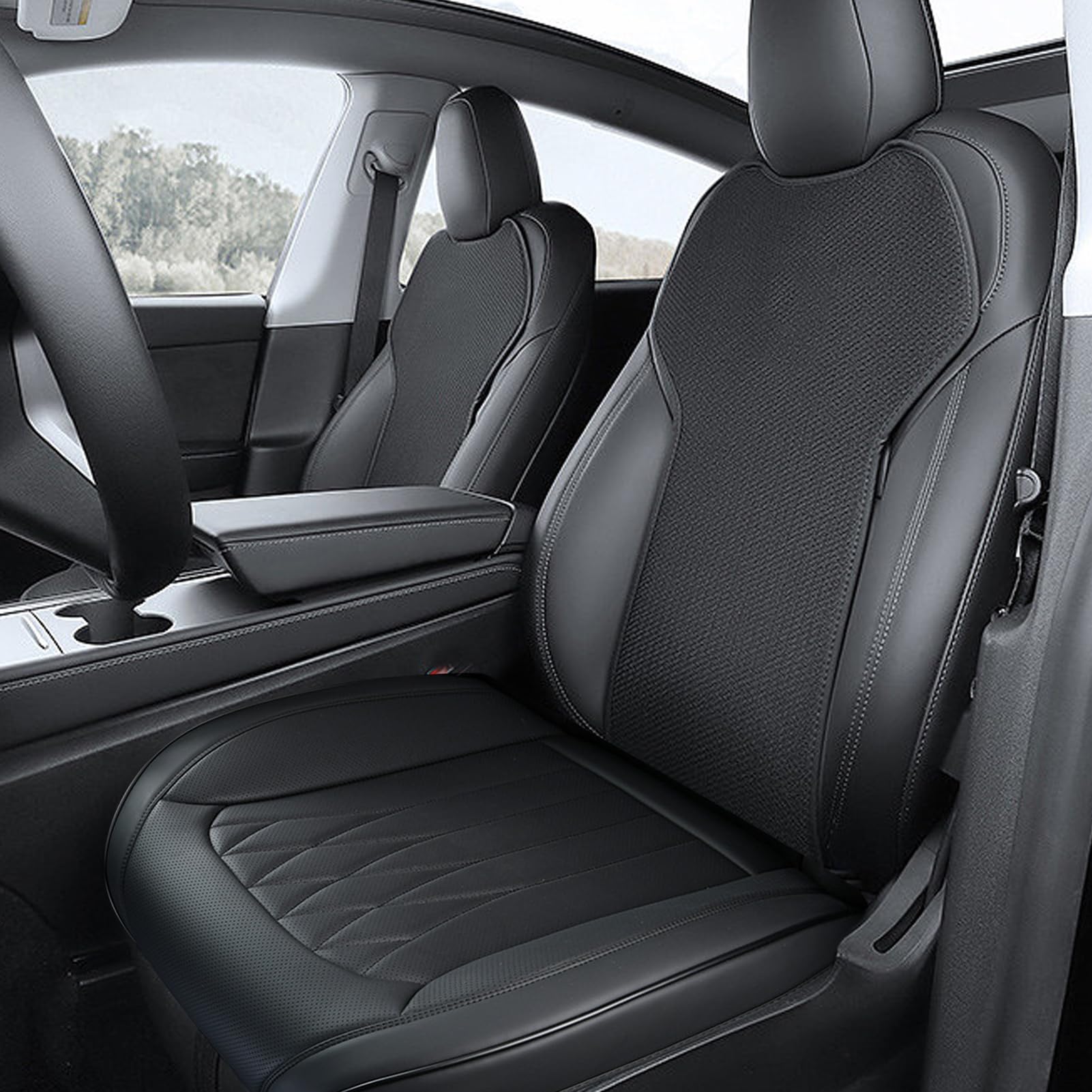 Seggiolino anteriore in pelle PU – Protezione in pelle PU per auto | Anteriore in pelle PU antiscivolo per auto, camion, SUV,