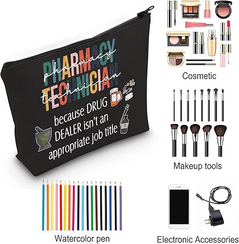 Vista 5 de ZJXHPO Pharmacy Tech Survival Kit RX Neceser Técnico de Farmacia Bolsa de Maquillaje con Cremallera Farmacia Tech Apreciación Regalo, BL Pharmacy