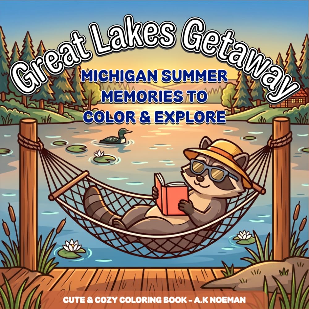Great Lakes Getaway Coloring Book for Adults: Michigan Summer Memories to Color and Unwind