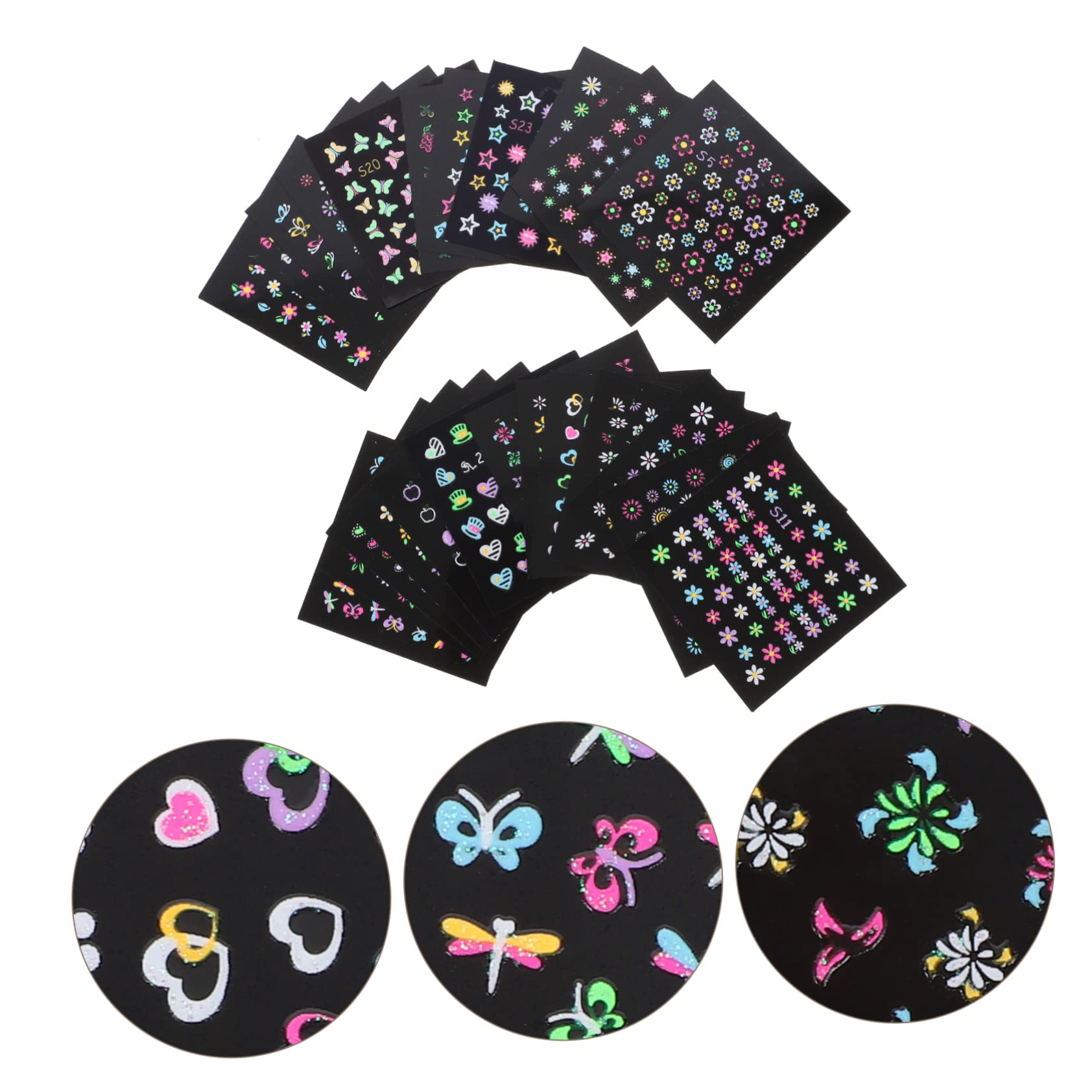 Ipetboom 120hojas Pegatinas Luminiscentes Para Uñas Decoración De Nail Art Fluorescente Especiales