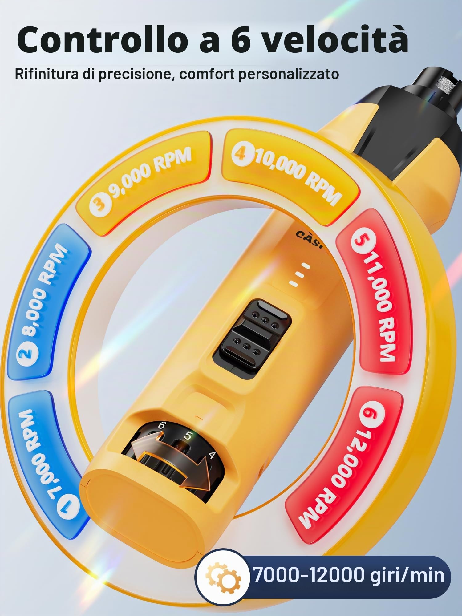 Casfuy Smerigliatrice per unghie per cani a 6 velocità – 50%+ Boost Power Dog Nail Trimmers Silenzioso con tappo antipolvere e 2 luci LED e batteria da 2000 mAh e motore elettrico da 4,8 V per cani di