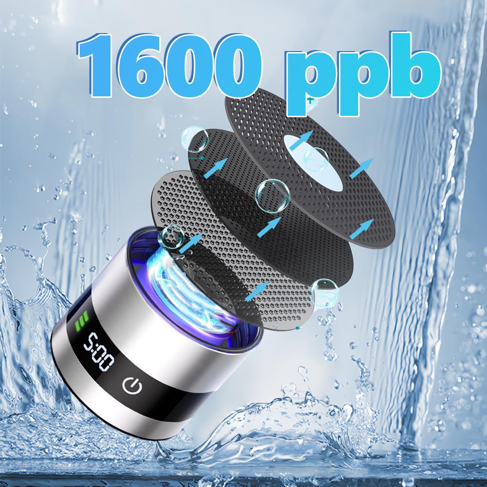 Bouteille d'Eau Hydrogénée Portable 460 ML, Ioniseur d'Eau avec Technologie SPE/PEM, Génération d'Eau Riche en Hydrogène Haute Concentration en 5 Minutes, Usage Maison, Bureau et Salle de Sport