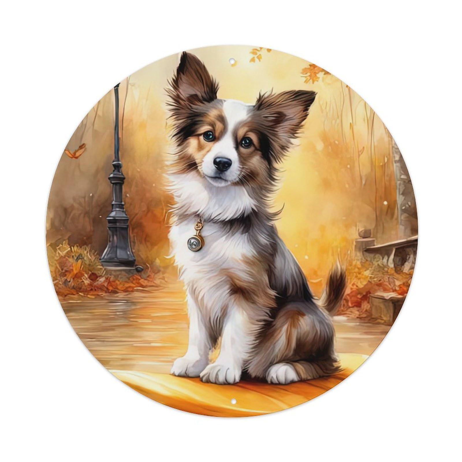 Animal Artwork Dog on Skateboard Metal Tin Sign