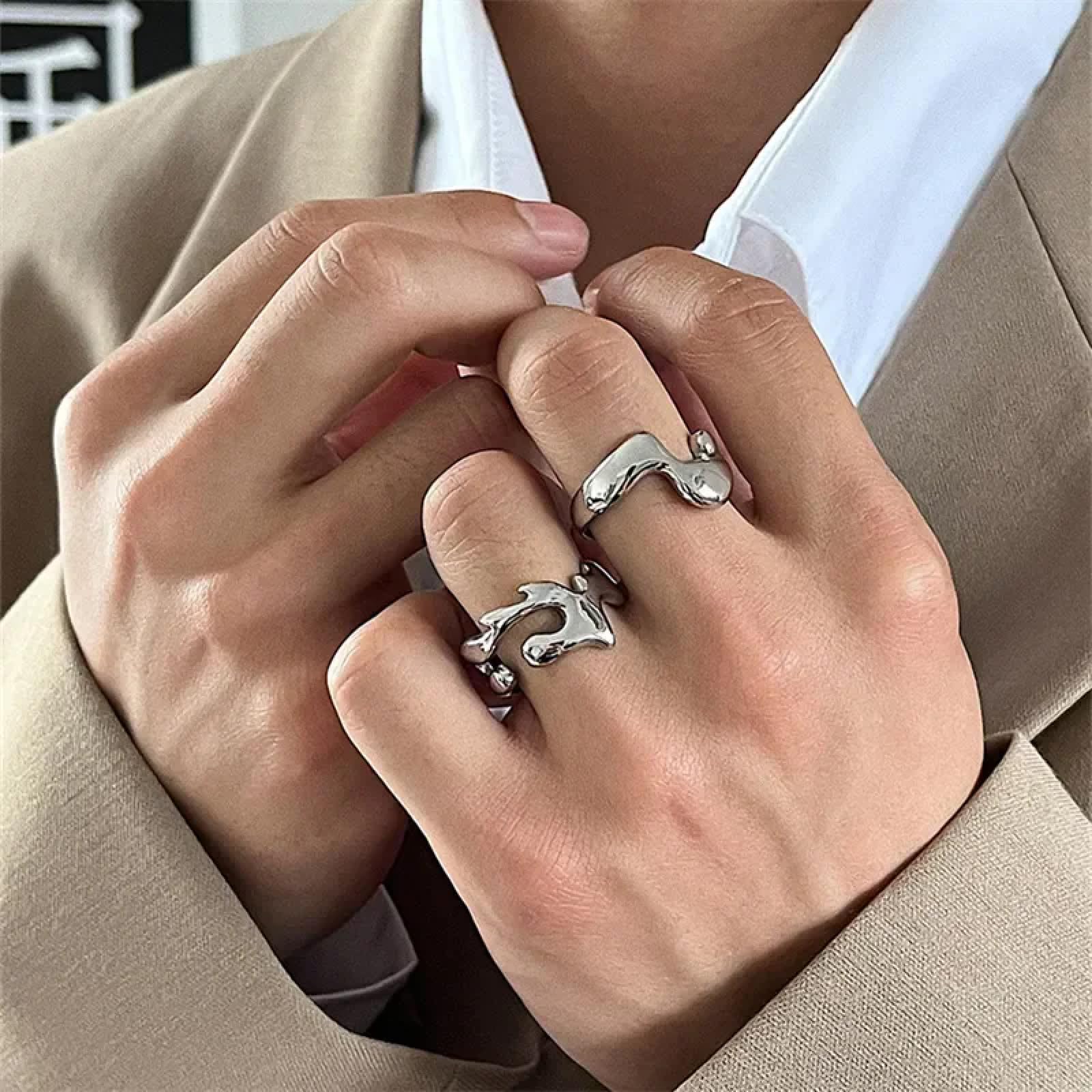 Ring Ringe Damen Bijouterie Herren Liquid Lava Ring Paar Unregelmäßige Ins Minimalist Hip-Hop Mode All-Match Set Schmuck Accessoires