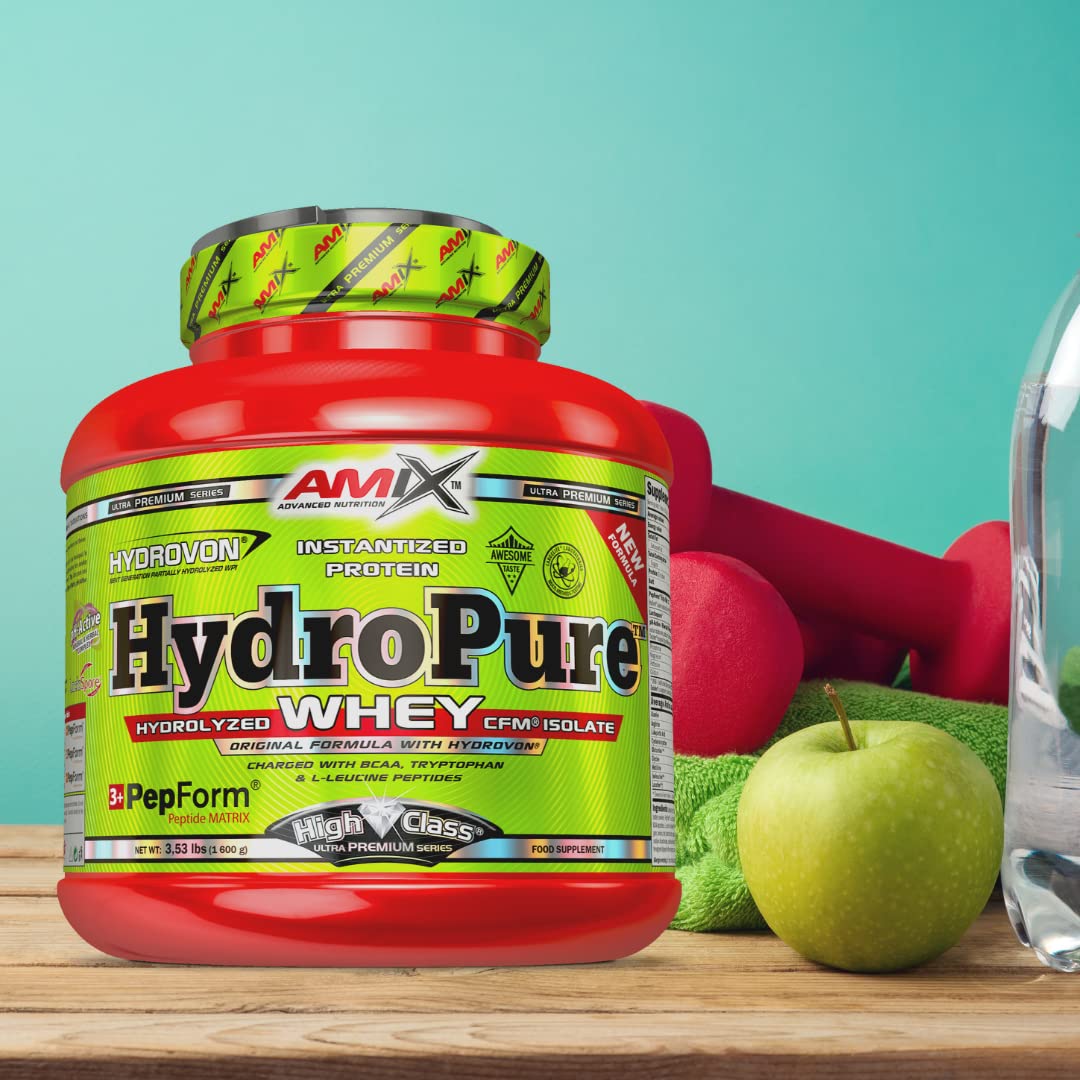 Amix - Hydropure Whey CFM - Suplemento Alimenticio - Mejora del Rendimiento - Contiene Aminoácidos Bcaa - Glutamina en Polvo - Nutrición Deportiva - Sabor a Vainilla - Bote de 1,6 Kg