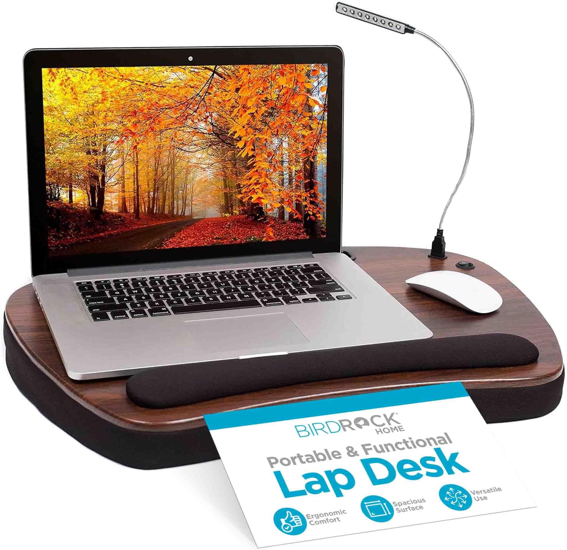 SOFIA SAM Oversized Wood Top Memory Foam Lap Desk - Padded Laptop Desk for Bed, Couch, Recliner, Portable Tray, Mouse Pad, Soft Table for Home, Travel, Fits Tablets and Laptops Up to 20 inches - Black