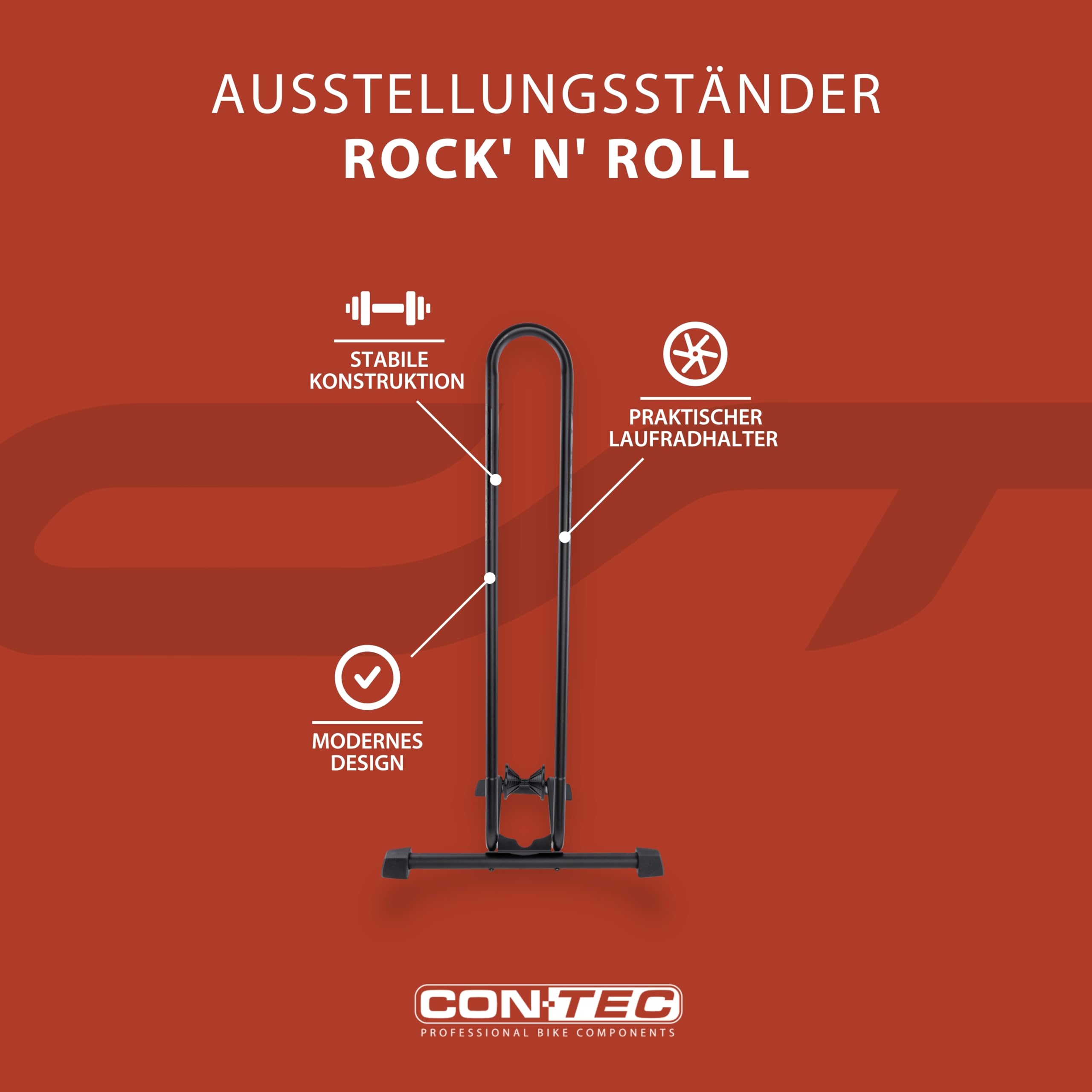 Contec Fahrradhalter Rock'n' Roll, für Erwachsene, Schwarz, One Size