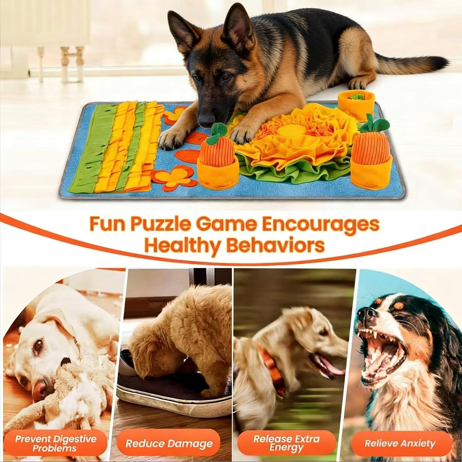 Snuffle Mat for Large Dogs, 32'' x 20'' Interactive Puzzle Sniff Mat Dog Food Mat, Durable Slow Feeder Dog Feeder Puzzle Toy for Training and Stress Relief, Easy to Clean