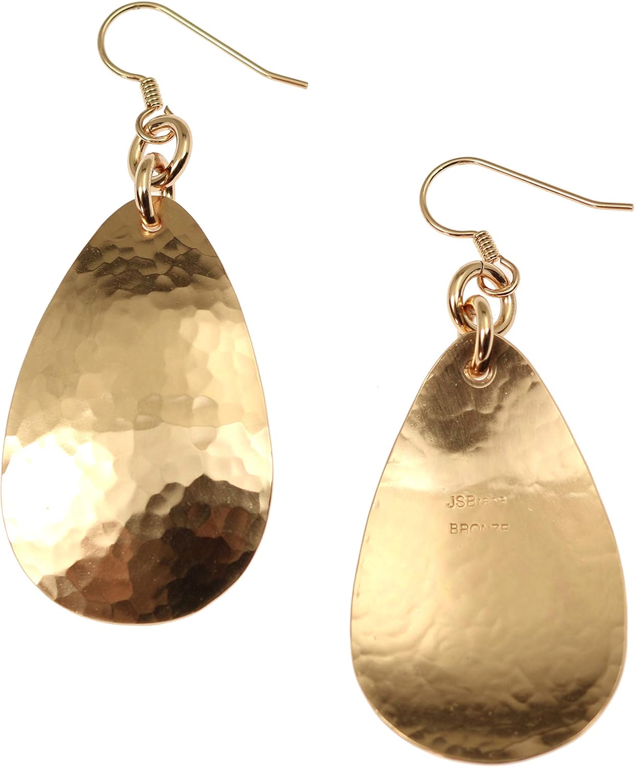 Large Hammered Bronze Teardrop Earrings - Image 4