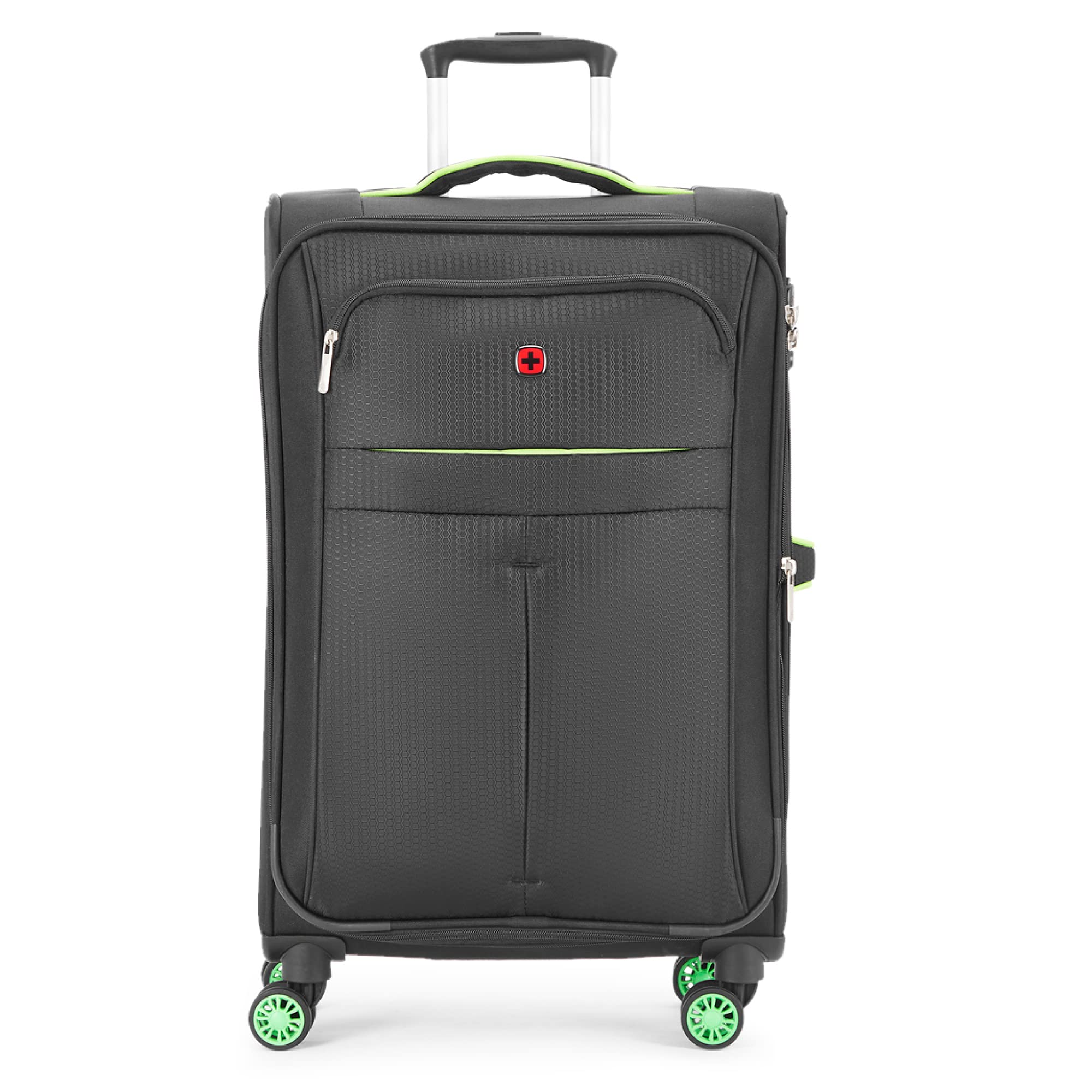 WENGER Fiero-Pro Medium Softside Suitcase, 69 litres, Black/Green, Swiss Designed, 612095 — image 1 of 7