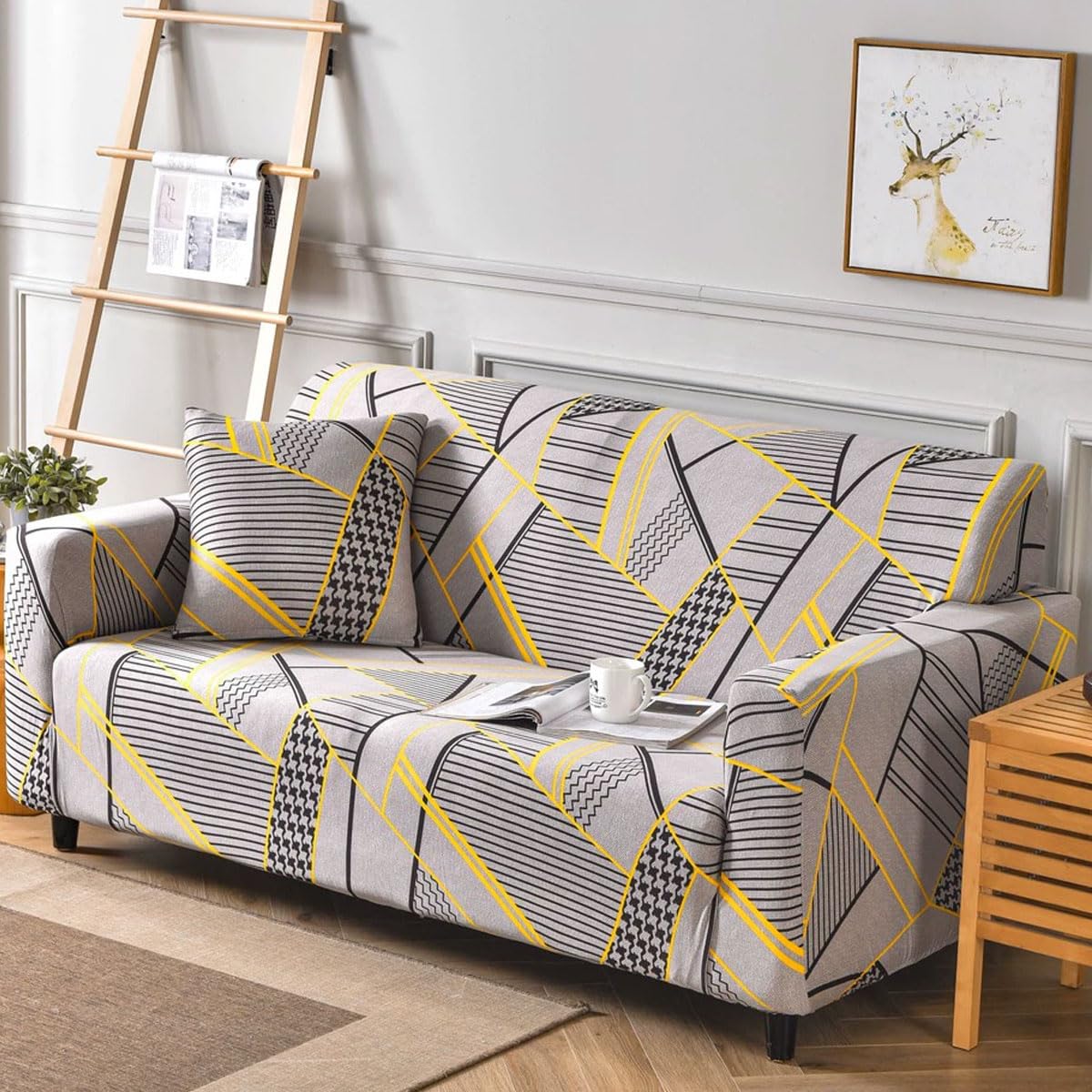 Sofa Covers 1 2 3 4 Seater High Stretch Couch Covers Printed Pattern Sofa Covers Universal Sofa Slipcover All-inclusive Couch Covers Furniture Protector for D(Size:3 Seater (190-230cm),Color:G)