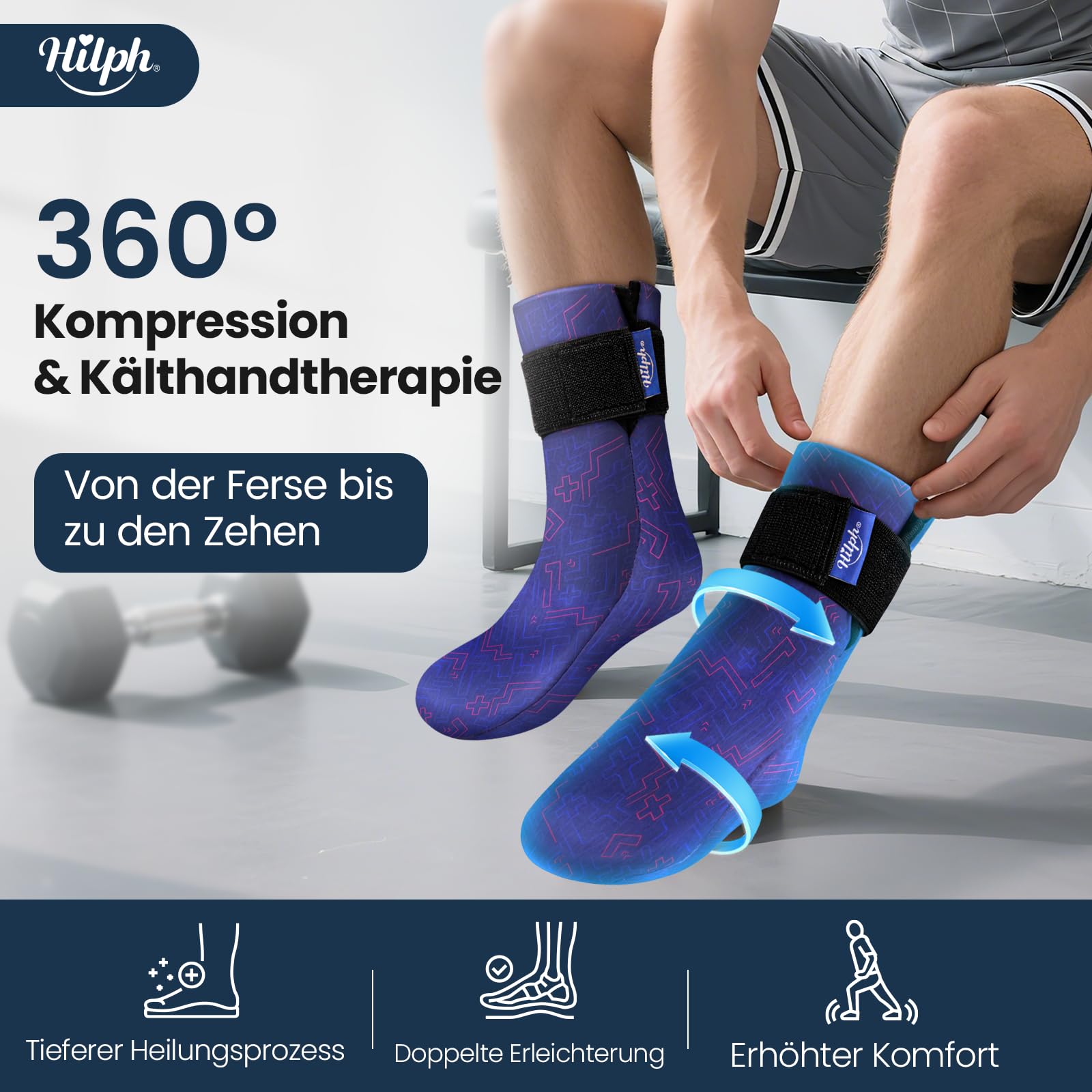Hilph Paire de chaussettes rafraîchissantes pour les pieds - Pour gonflement, chaud et froid - Gants de refroidissement thérapeutiques pour la chimiothérapie - Chaussures de refroidissement pour les