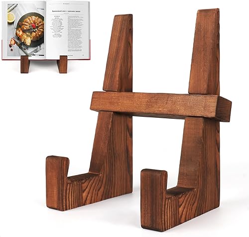 DEBETOOL Soporte para libro de cocina  Soporte de madera para libro de cocina de 8.8 pulgadas para encimera de cocina, soporte multifuncional para