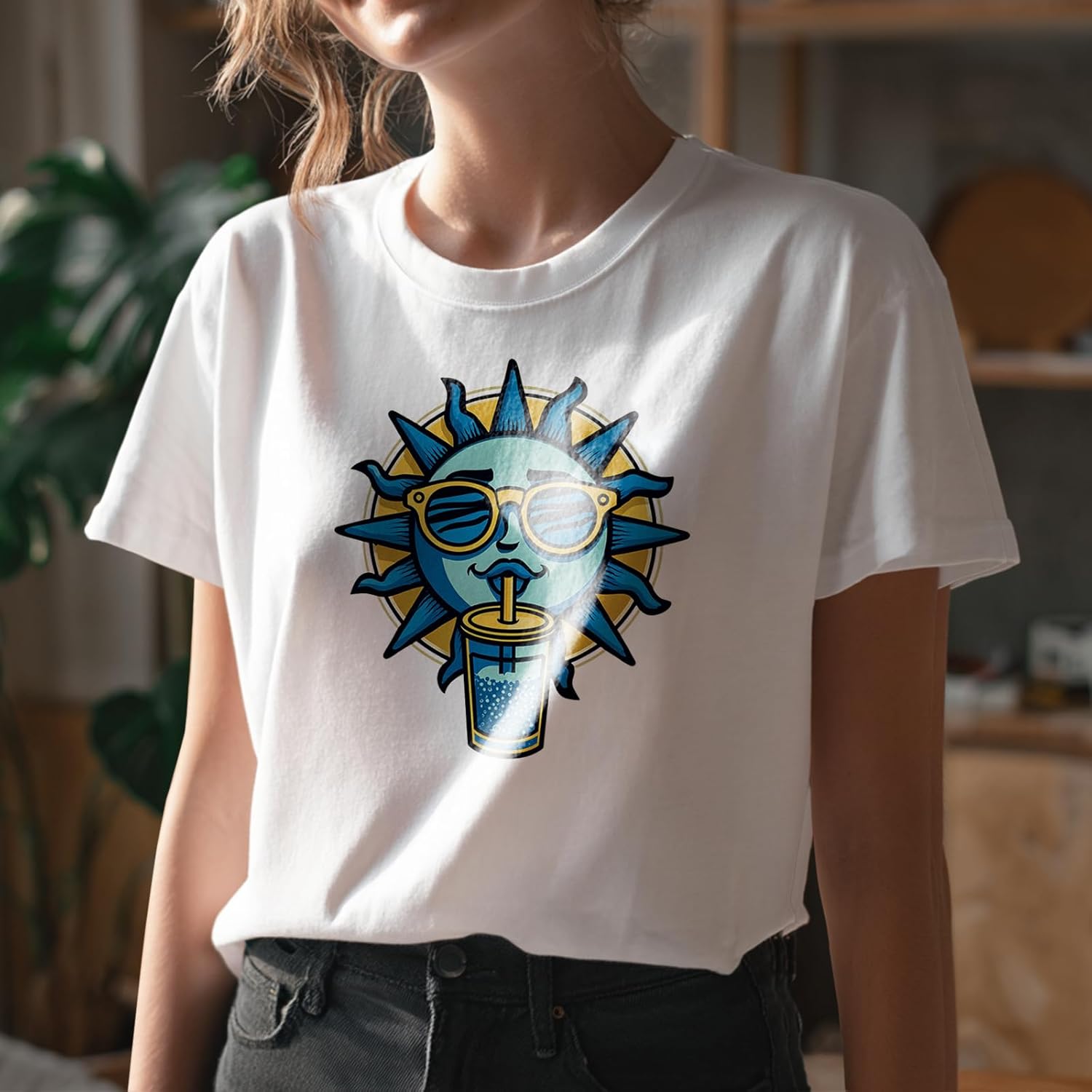 Casual Tops for Women Solid 100% Cotton Graphic Short Sleeve Loose Fit Stylish Lightweight Outdoor Casual Tees - Image 2