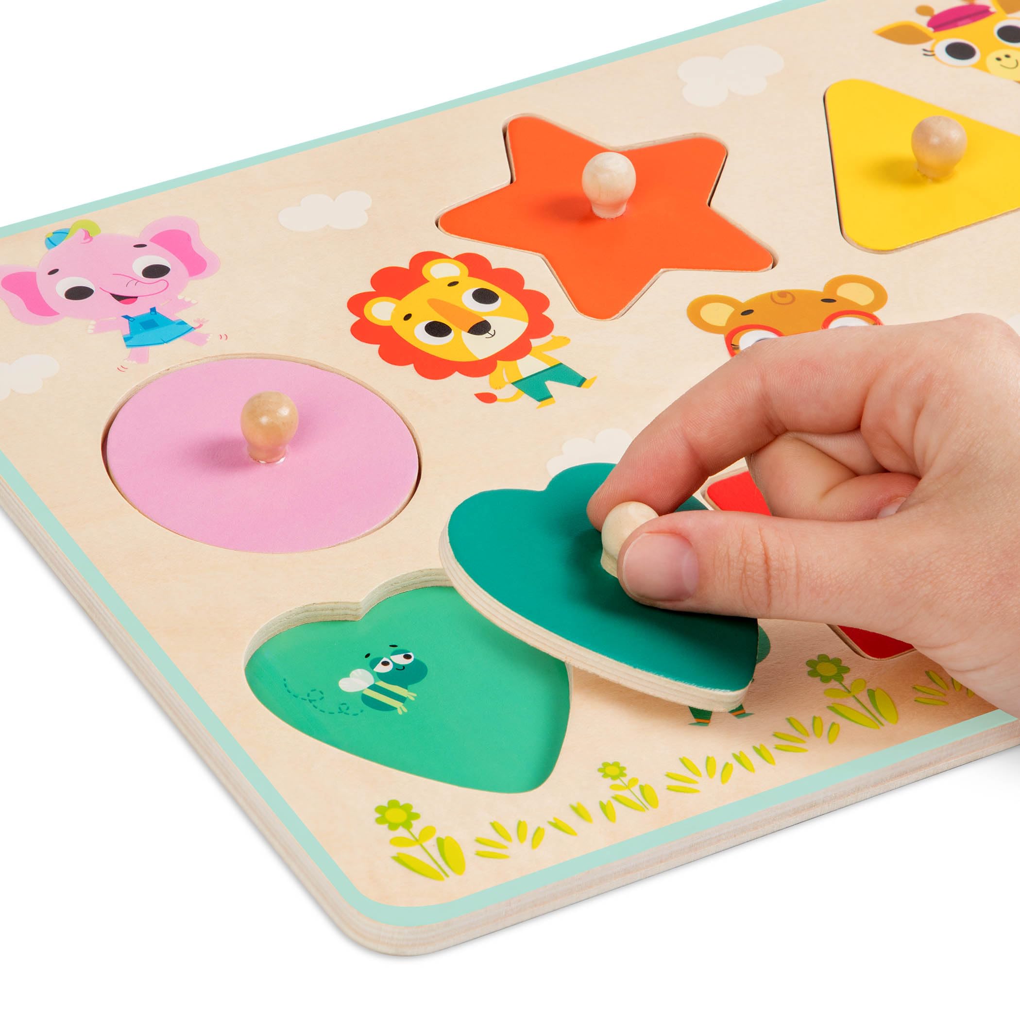 B. Toys Puzzle In Legno Fattoria - 8 Pezzi Incastro - Gioco Educativo Per Bambini 18 Mesi+ - Multicolore - Abilità Motorie