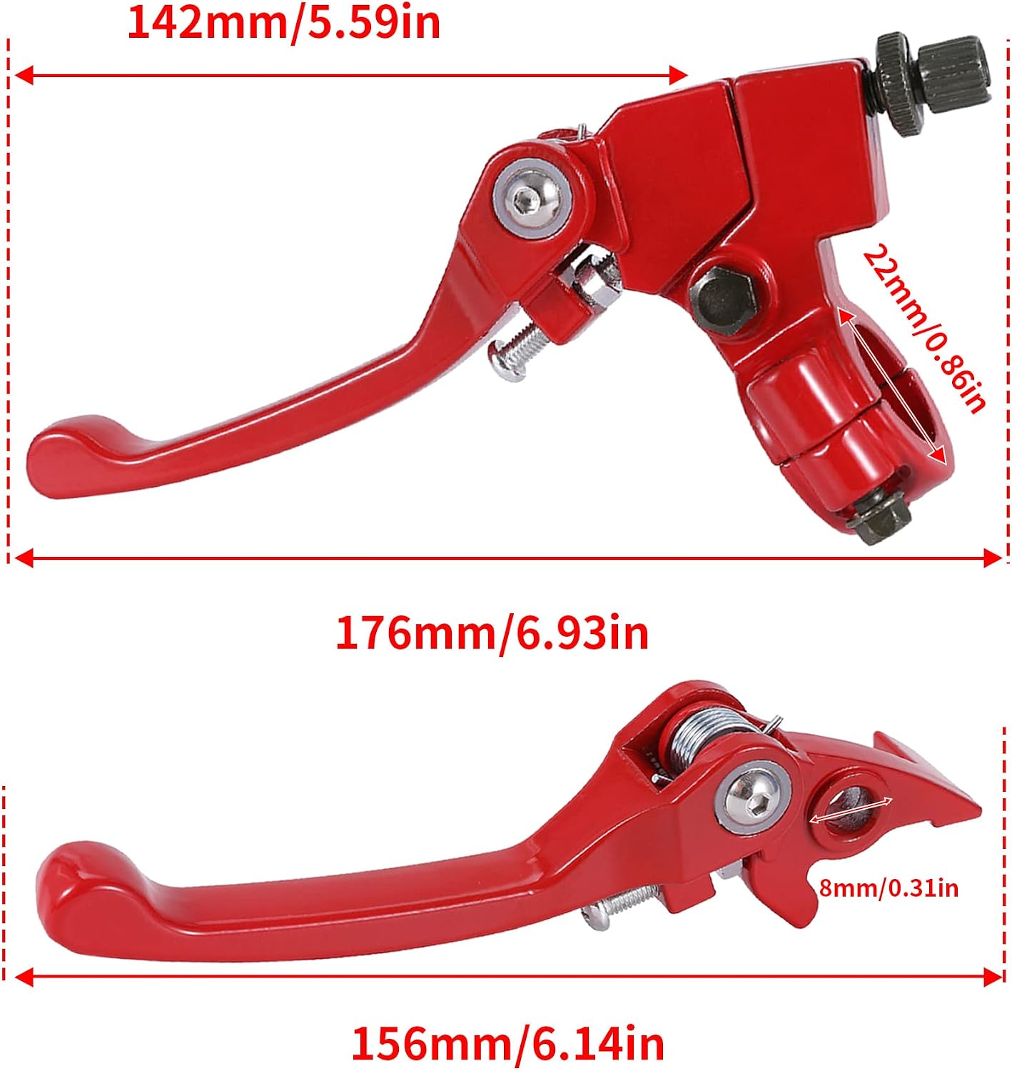 Stylemafia Folding Clutch Brake Lever with Clutch Cable Compatible with Apollo RFZ TaoTao SSR 110 125 Thumpstar 50cc 150cc 7/8 Handble Bar Xmotos Apollo 125 Pit Dirt Bike（red）