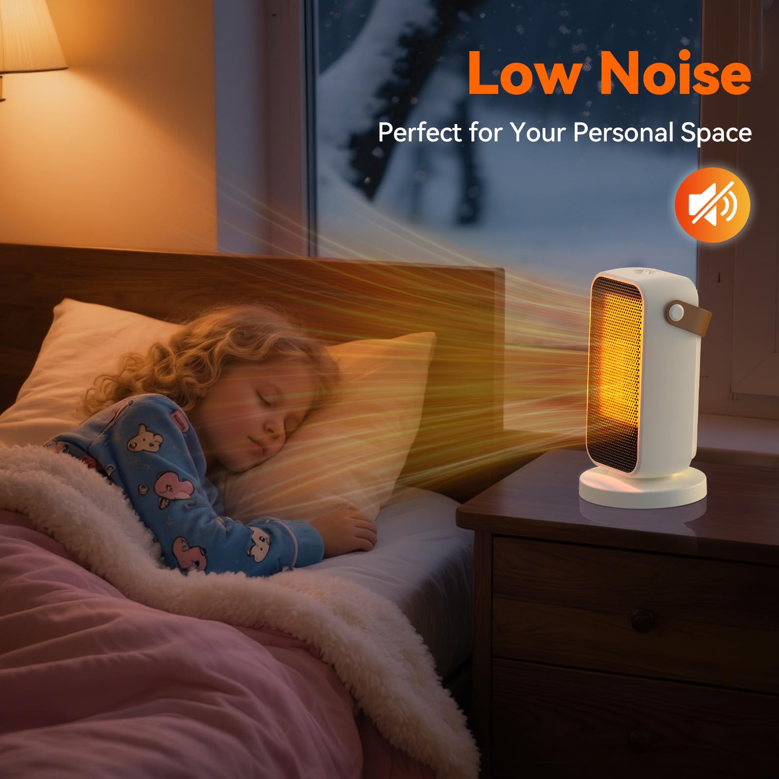 Chauffage d'Appoint Portable 1200W, Mini Chauffage Soufflant Economique à Trois Vitesses, Radiateur Electrique Silencieux Contre la Surchauffe, Petit Radiateur pour Chambre, Salon, Bureau