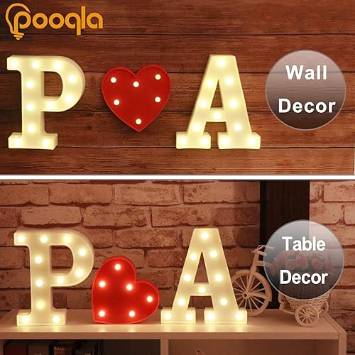Miniatura 6 de Pooqla - Letras con luces LED de marquesina, letras del alfabeto iluminadas para decoración del hogar, fiesta, boda, Q