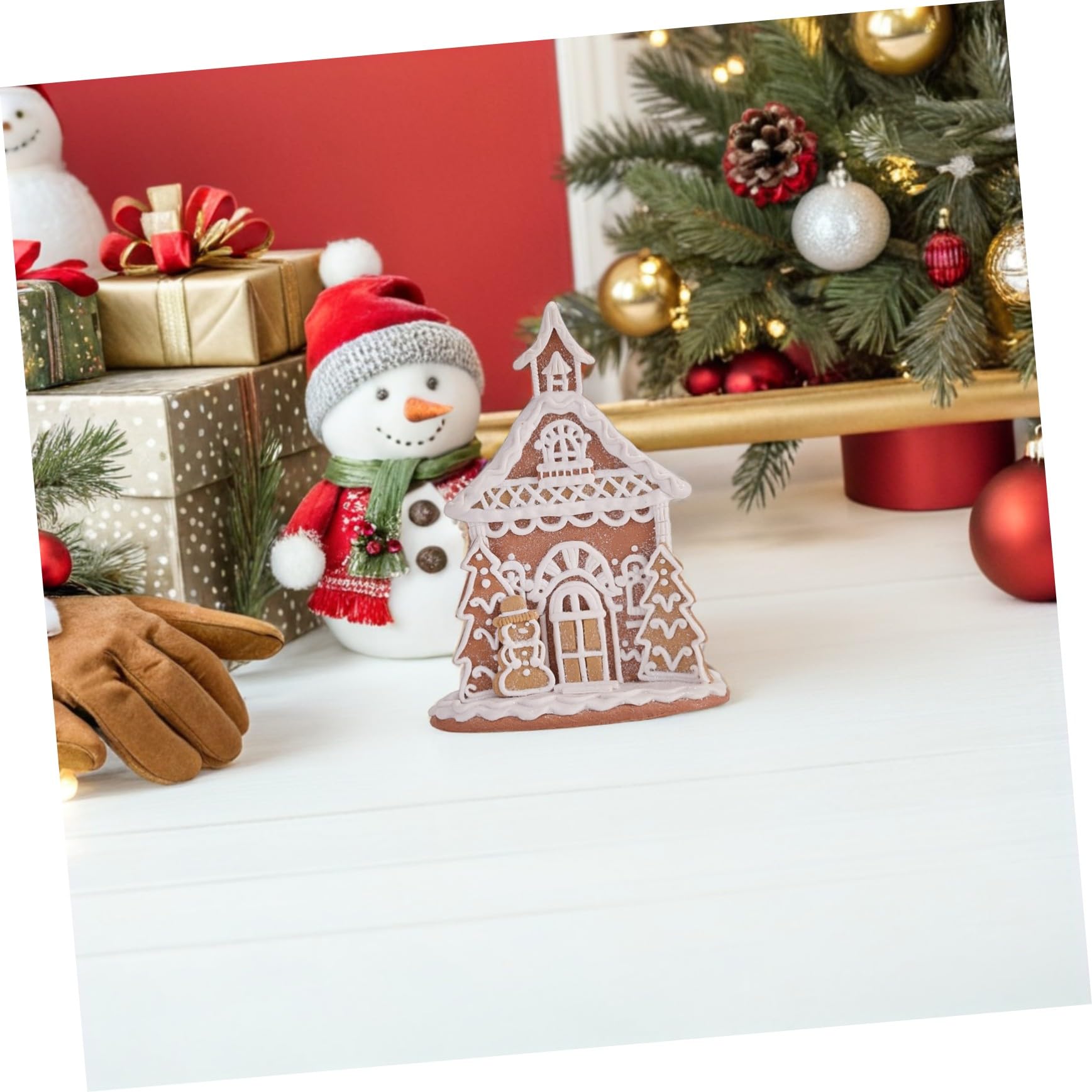 iplusmile Maison Miniature Pain Épice Village de Noël Décorations Enneigées Collectionnable pour Cheminée Noël Fêtes
