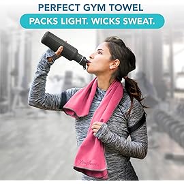 Youphoria Microfiber Travel Towel Fast Drying Lightweight - Quick Dry Towel for Camping, Beach, Backpacking, Hiking, & Sport Ruby/Gray