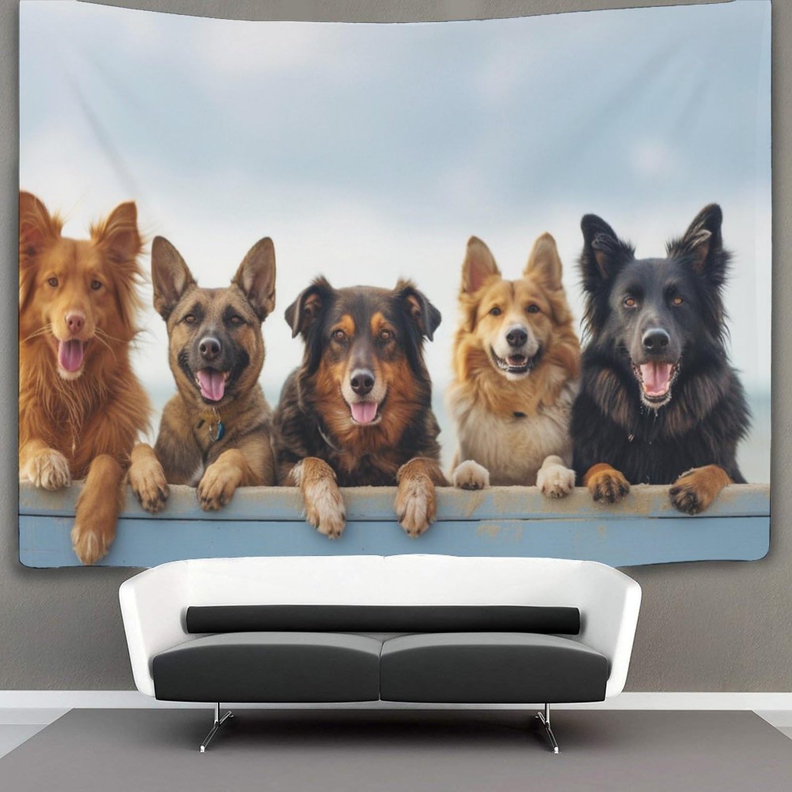 kaiyun Cute Dog Tapestry,Cartoon Animals Art Wall Hanging Decoration for Living Room Bedroom & Dorm 150cmx200cm