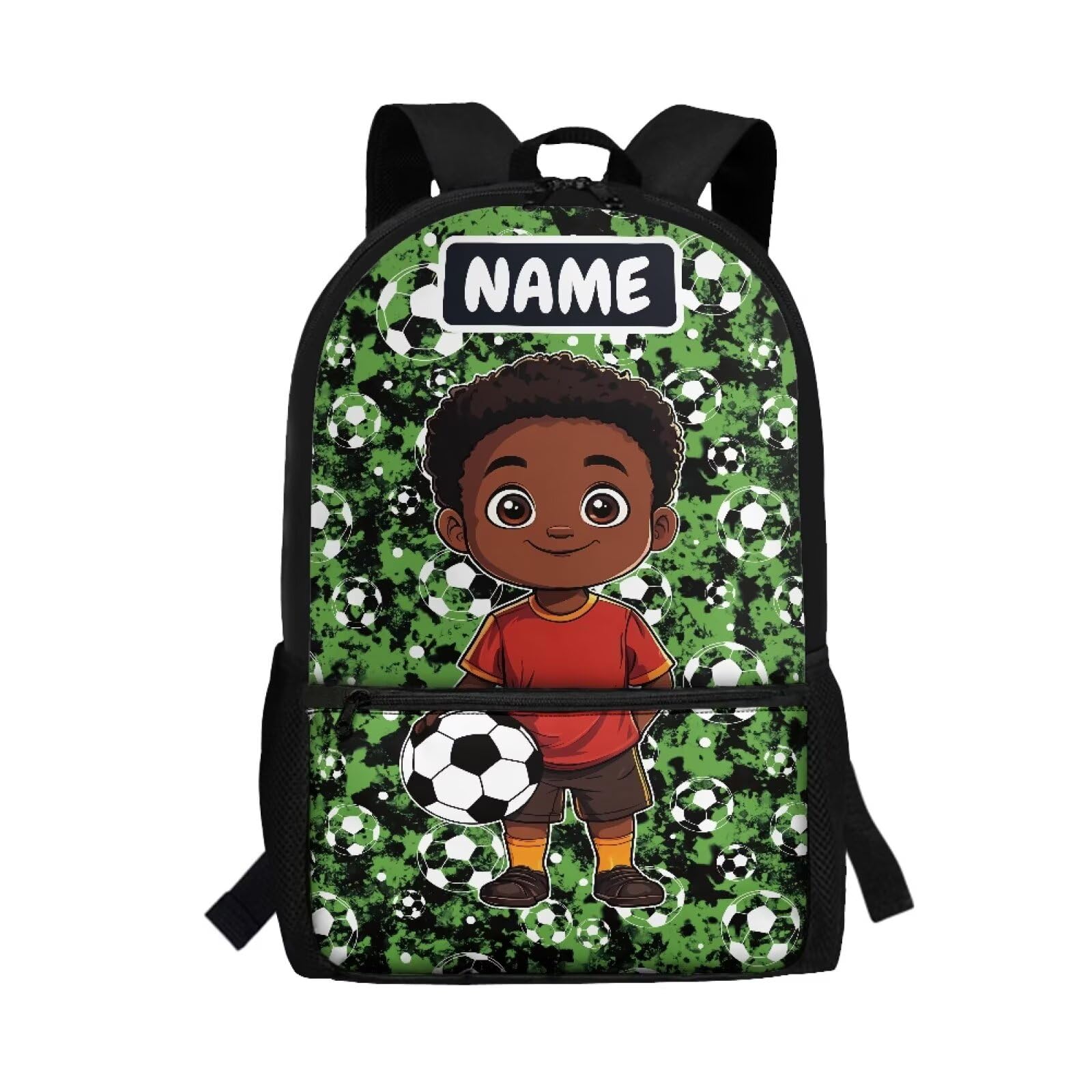 Luarisgur Customized African Boy Football Lover Bookbag Ages 8-10 Personalized Custom Name Kids Backpack Fashion Unique Gift for Preschool