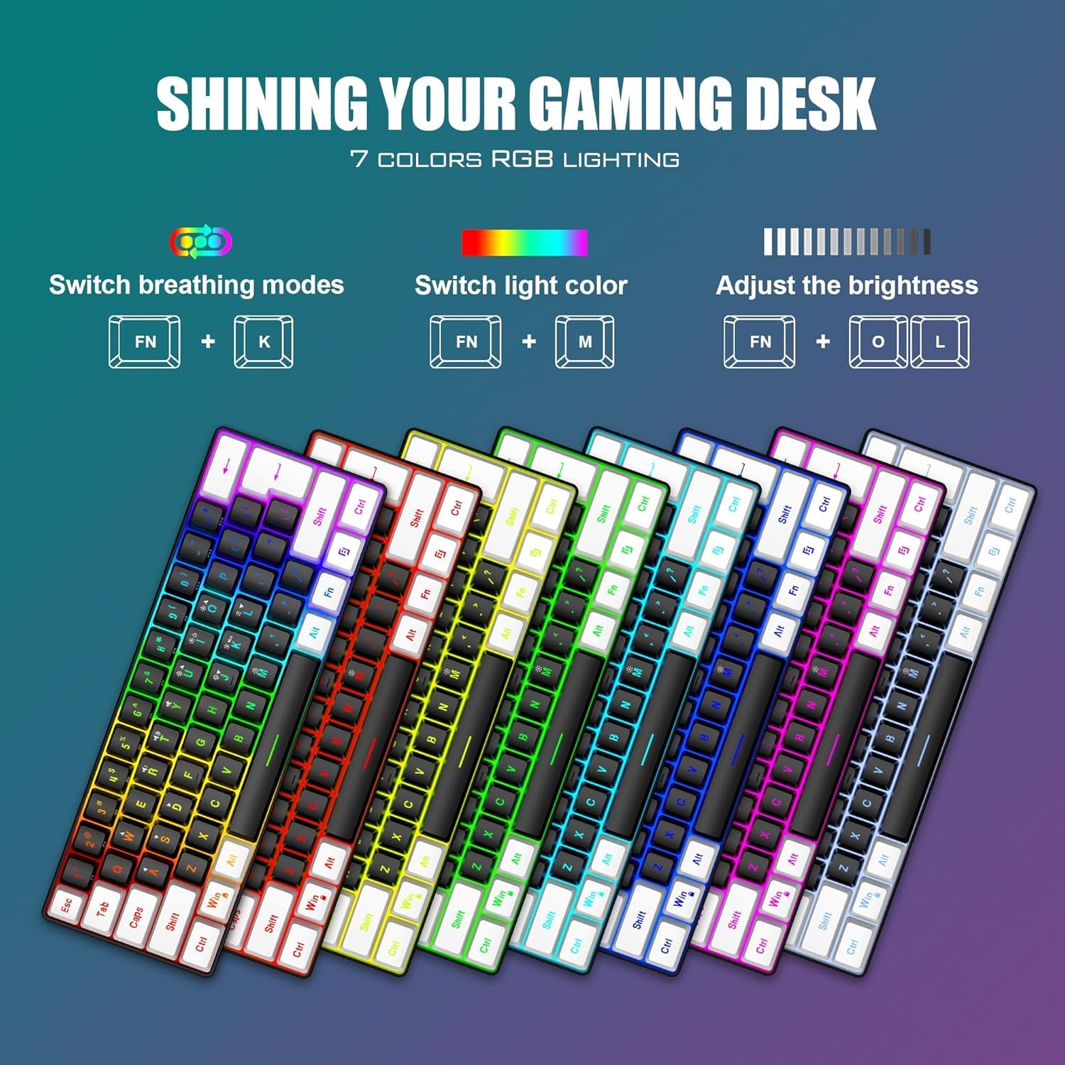 RedThunder Combo de teclado y mouse para juegos al 60%, mini teclado retroiluminado RGB ultra compacto de 61 teclas, mouse óptico ligero de 7200 DPI, juego de juegos con cable RGB para PC, PS5, Xbox