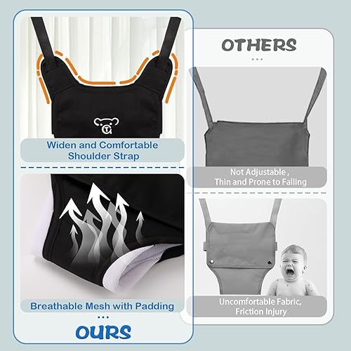 Vista 4 de G TALECO GEAR Saltador de bebé con gancho de techo para bebés y niños pequeños con cadena ajustable, rebotadores para interiores/exteriores, Negro