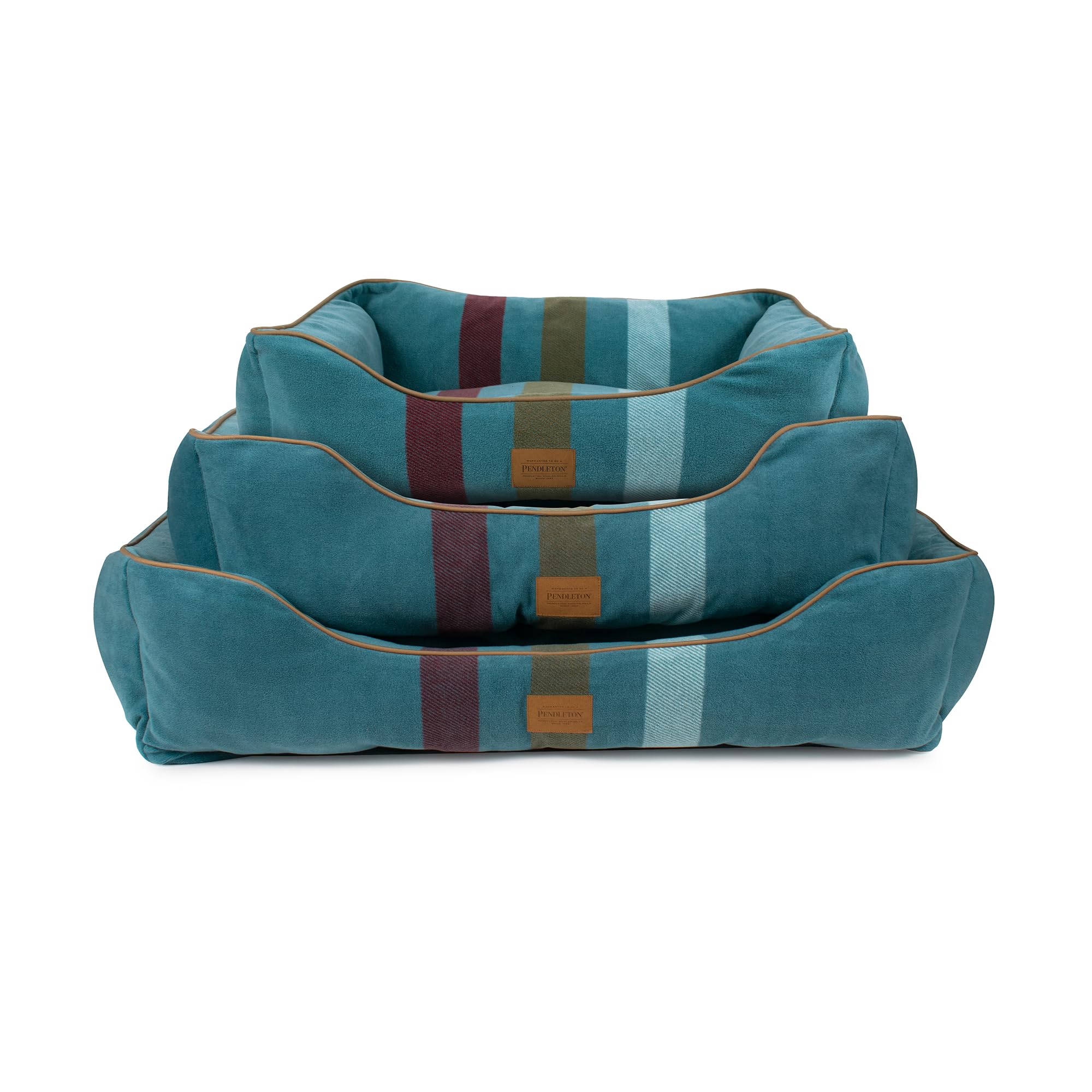 Pendleton Fleece Kuddler Dog Bed - Cabin Stripe Shale, M