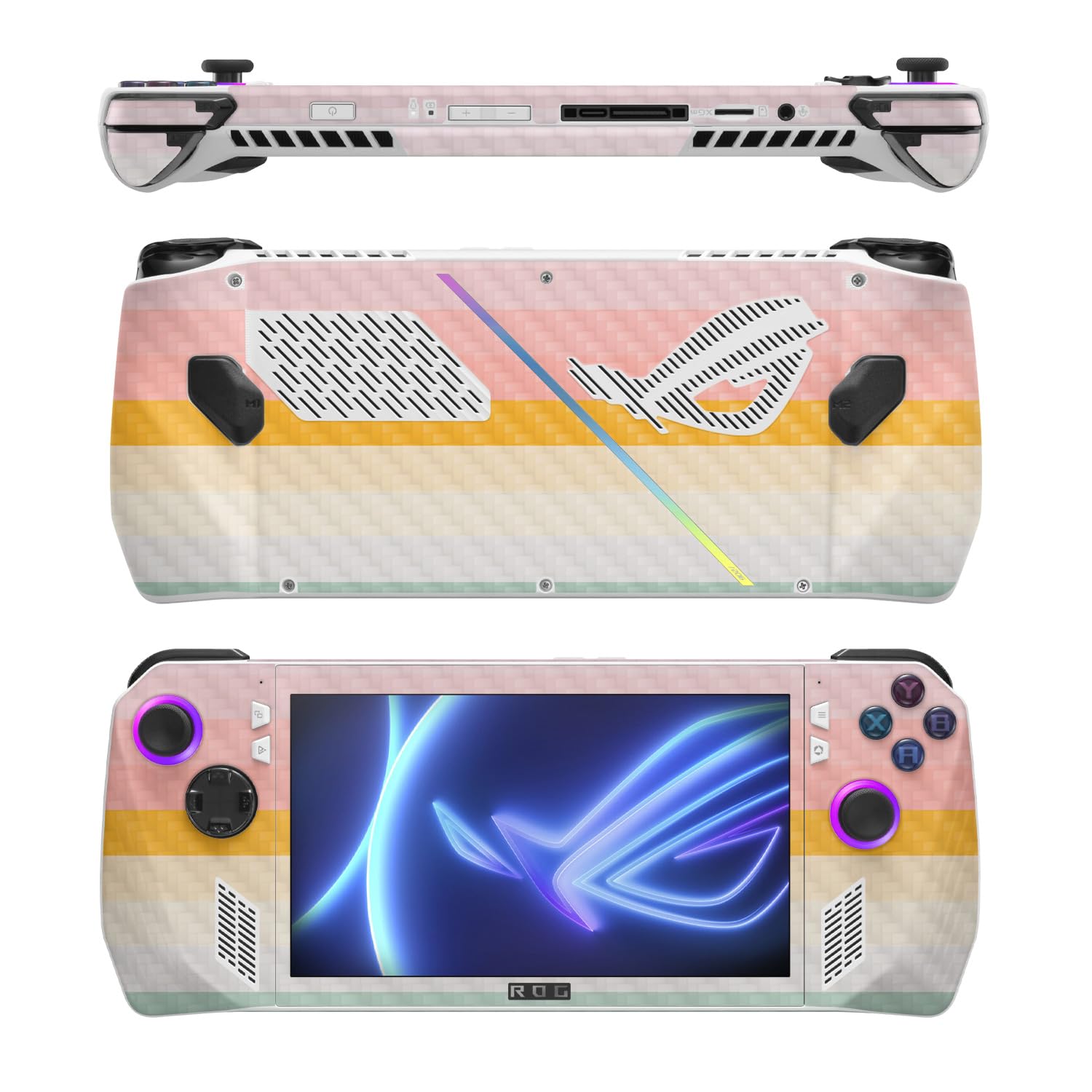 MightySkins Carbon Fiber Skin Compatible with Asus ROG Ally - Horizon Stripes | Protective, Durable Textured Carbon Fiber Finish | Easy to Apply