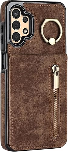 Miniatura 8 de Asuwish Funda de teléfono para Samsung Galaxy A32 5G 2021 de 6.5 pulgadas con protector de pantalla y cremallera RFID tarjetero soporte anillo