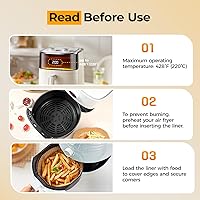 Vista 6 de Forros de papel desechables para freidora de aire de 8 pulgadas, máximo XL, grandes forros de papel desechables para freidora de aire, 100 hojas
