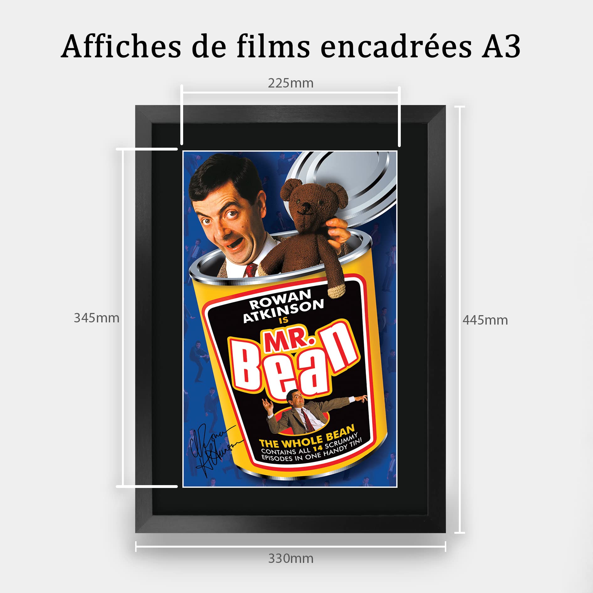 HWC Trading FR A3 Mr Bean Rowan Atkinson Cadeaux Imprimé Signé Autographe Photo pour les fans de télévision - A3 Encadré