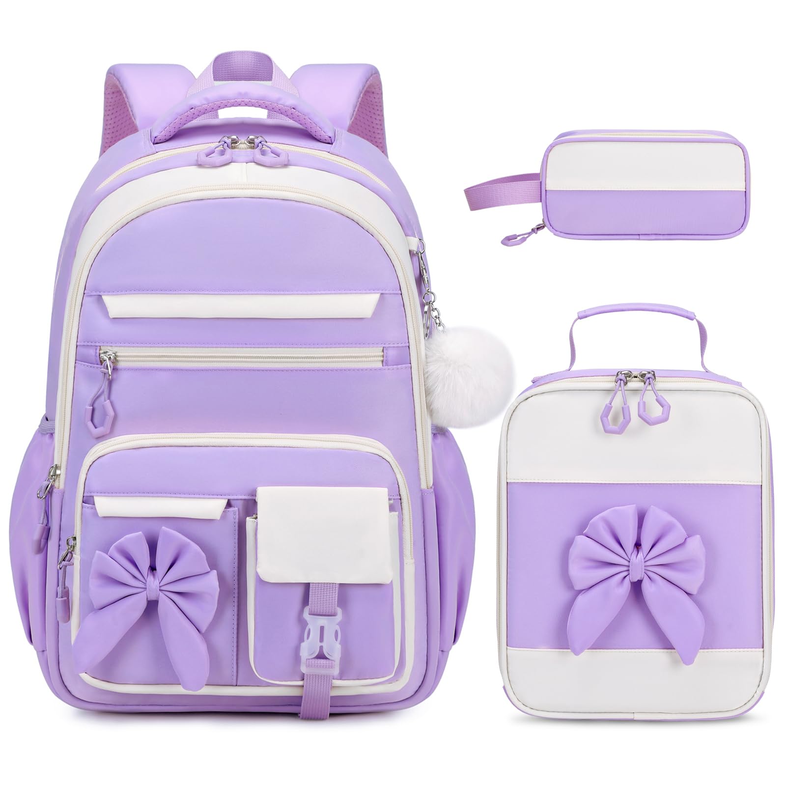 DIGOBAY Backpack for Girls, 3PCS Girls Backpack for School with Lunch Bag Pencil Case, Cute Kids Teens Bookbag for Kindergarten Elementary Preschool