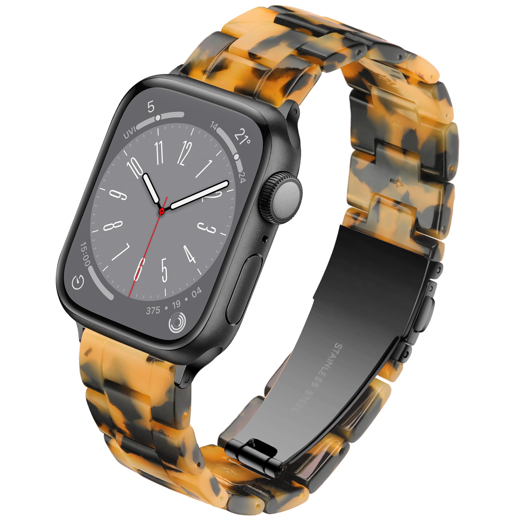 Lightweight Resin Band For Apple Watch Series 12 11 10 9 8 7 6 5 4 3 2 1 SE 3 2 Ultra 4 3 2, Fashion Adjustable Replacement Strap for iWatch Bands 38mm 40mm 41mm 42mm 44mm 45mm 46mm 49mm for Women Men