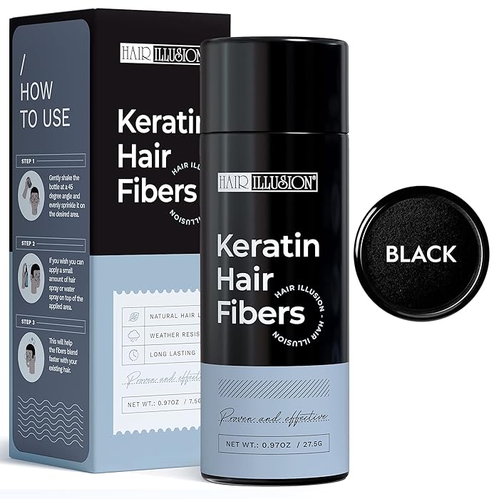 Buy HAIR ILLUSION Keratin Hair Fibers (Black) 100 Natural Looking Hair