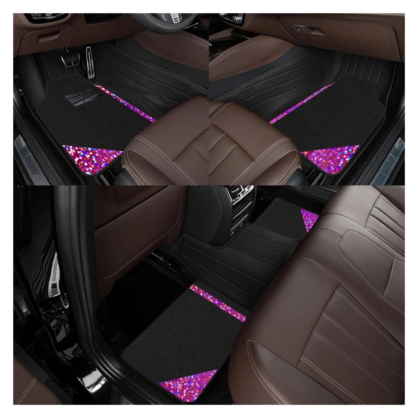 TappetoAuto 4Pz Tappetini Tappeto Universale Set Completo Accessori Rilievi Piede Dell'automobile Tapis Sol Voiture Alfombrillas Para Autos Tappetini(Black and purple3)