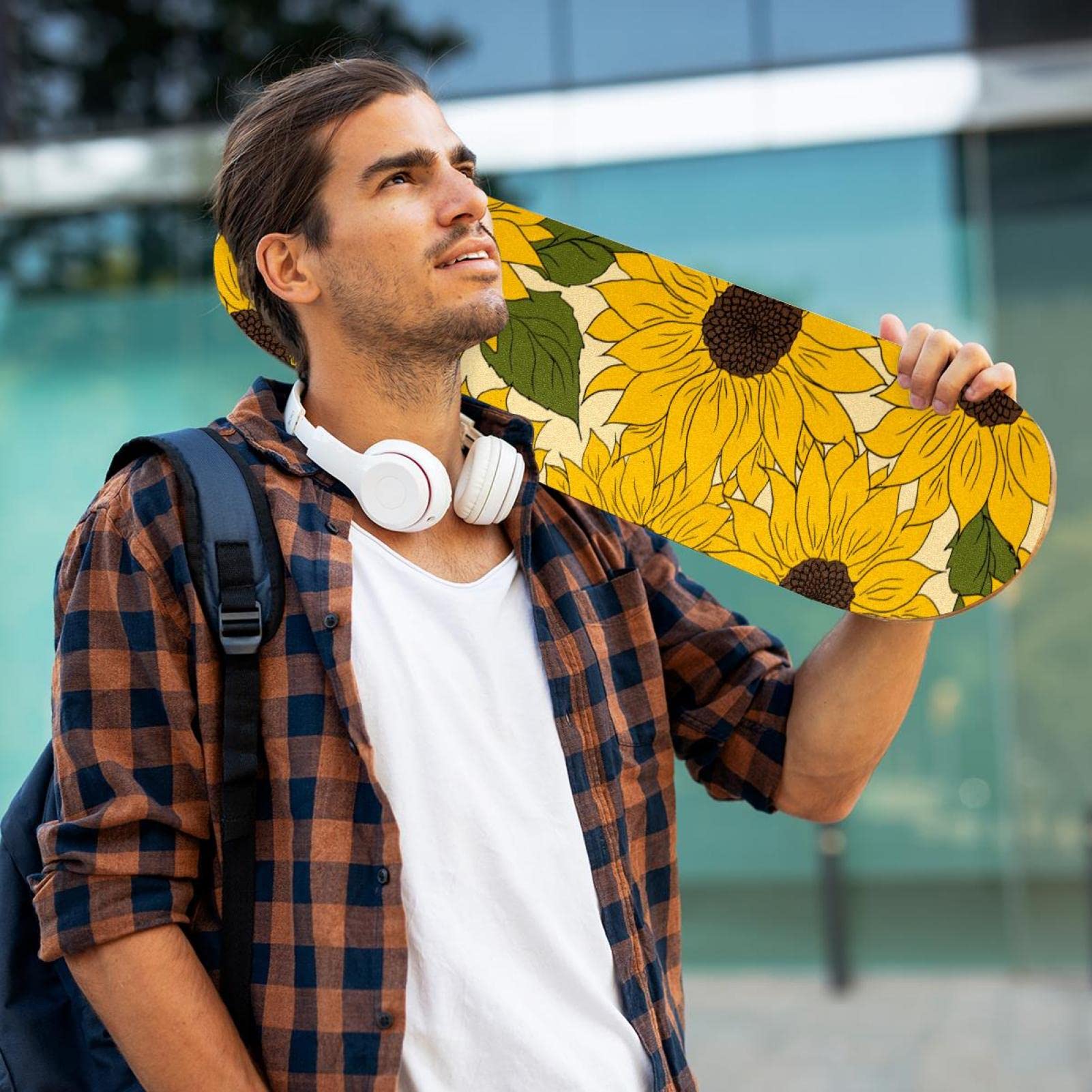 Sunflowers Lot de 2 feuilles de papier abrasif pour planche de skateboard et longboard